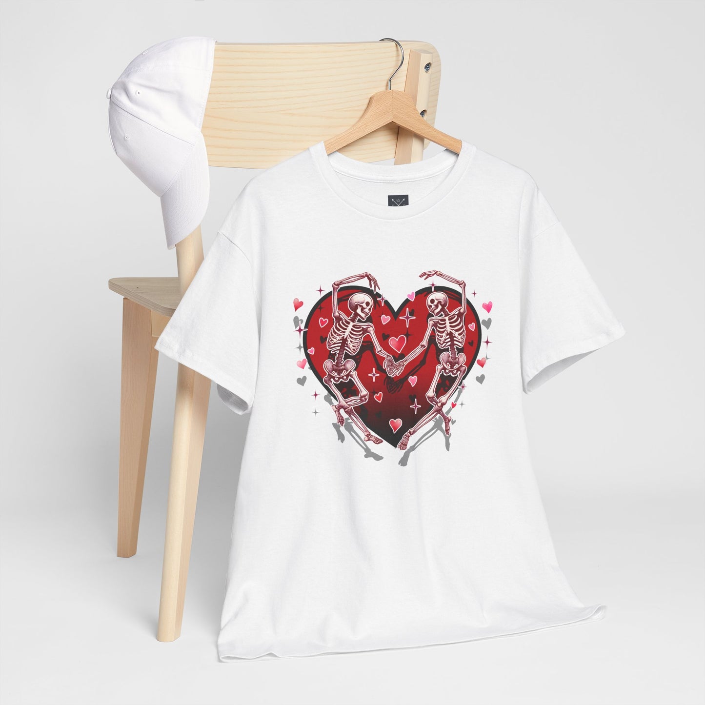 Skeleton Lovers Heart Graphic - Unisex Heavy Cotton T-shirt