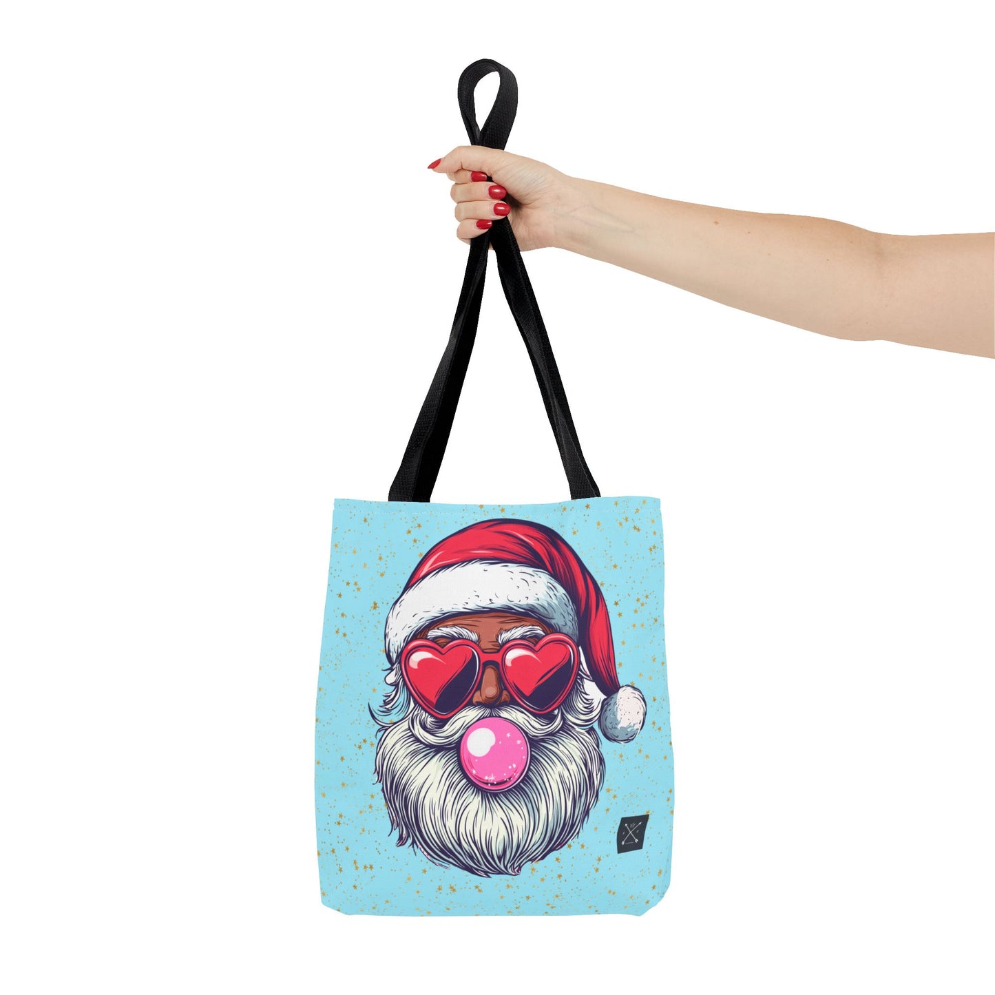 Retro Bubblegum Black Santa (light blue) - Tote Bag (AOP)