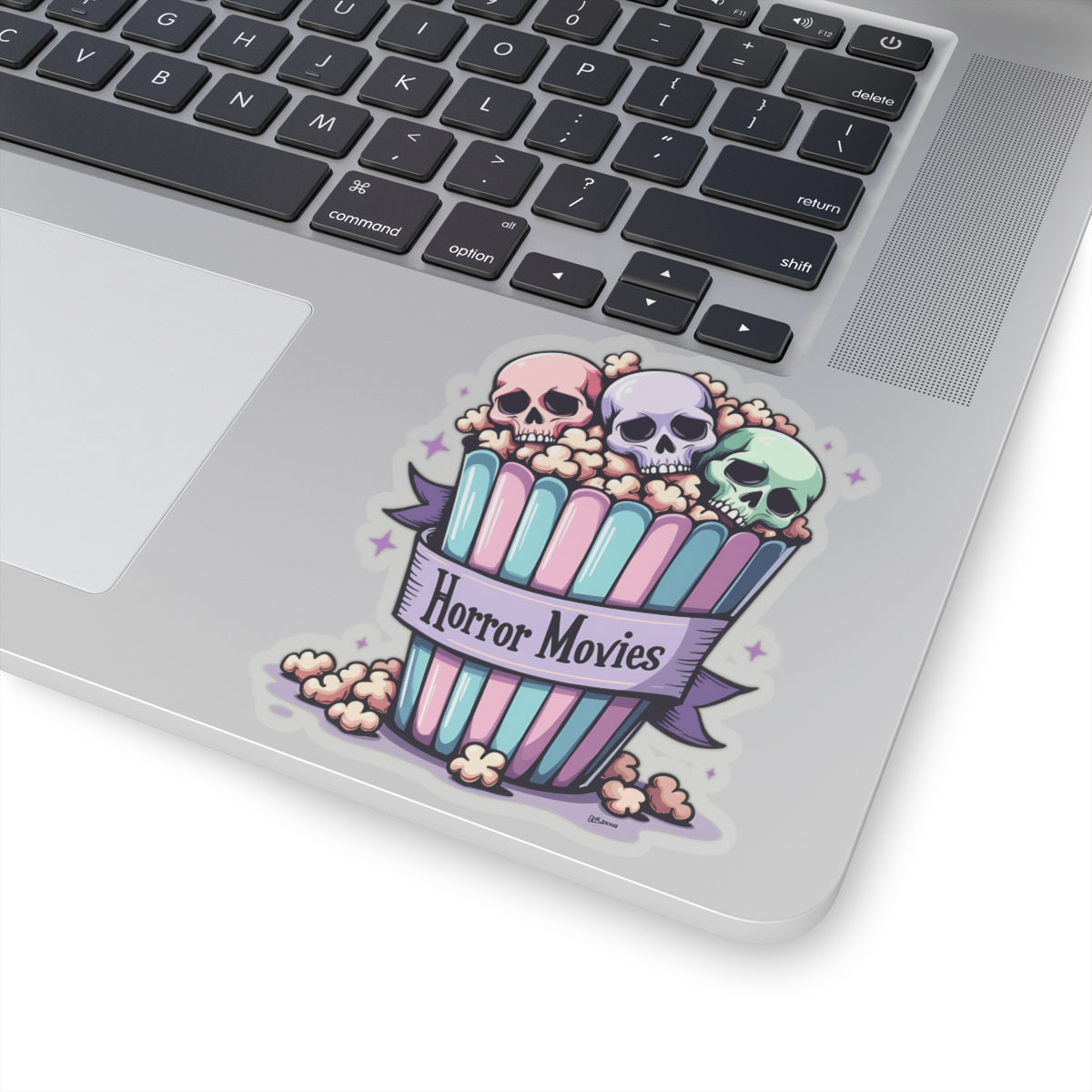 Horror Movies Popcorn Bucket and Skulls - Kiss-Cut Stickers