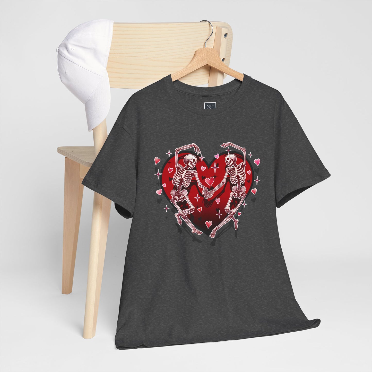 Skeleton Lovers Heart Graphic - Unisex Heavy Cotton T-shirt