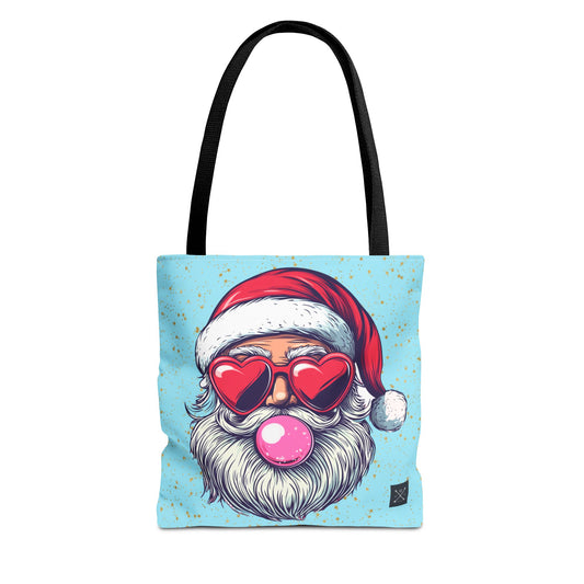 Retro Bubblegum Santa (light blue) - Tote Bag (AOP)