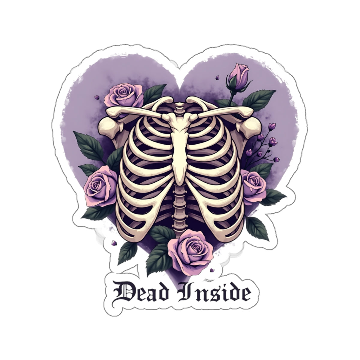 Dead Inside Ribcage Heart - Kiss-Cut Stickers