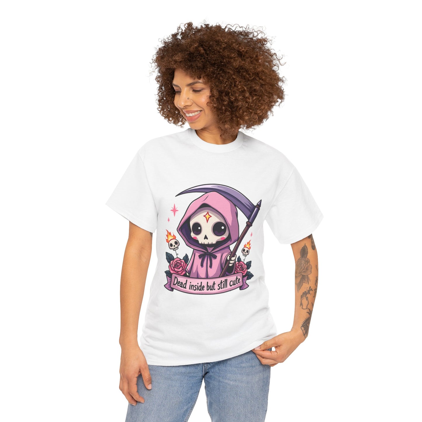 Dead Inside But Still Cute, Little Grim Design - Unisex Heavy Cotton Tee