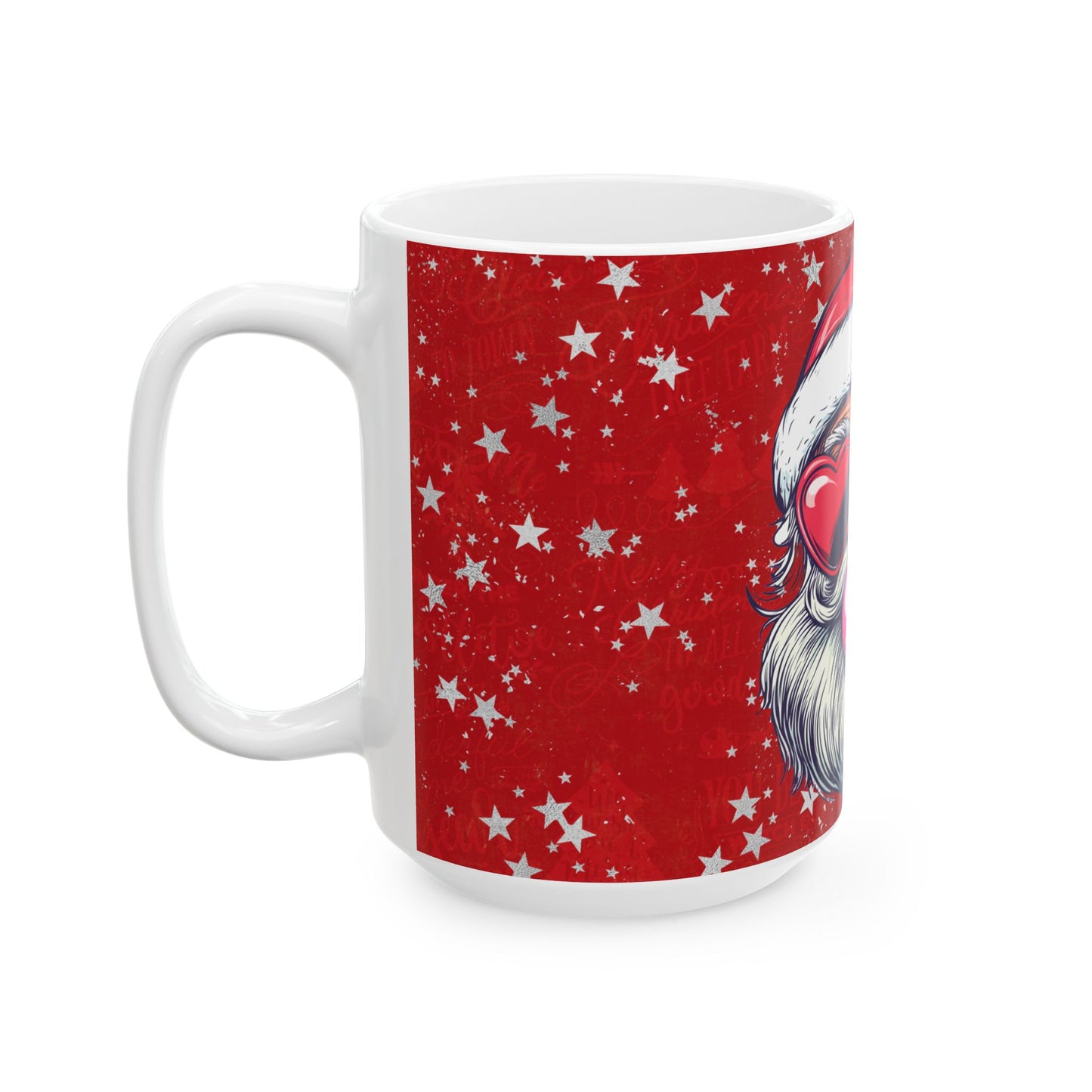 Retro Bubblegum Santa(white) - Ceramic Mug, (11oz, 15oz)