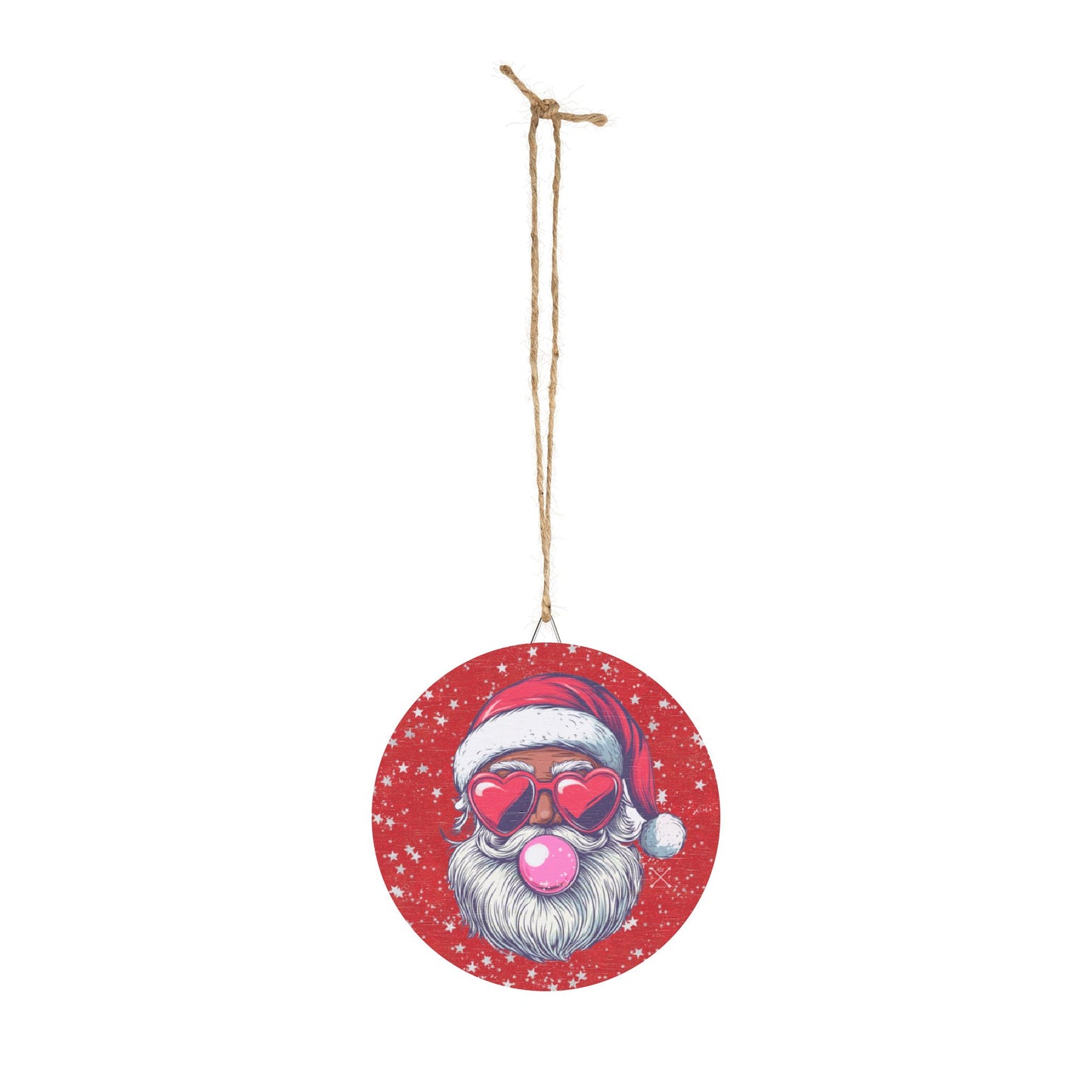 Christmas Wood Sign - Retro Black Bubblegum Santa