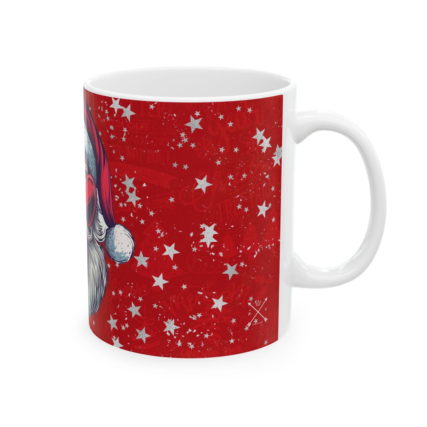 Retro Bubblegum Santa (black) - Ceramic Mug, (11oz, 15oz)