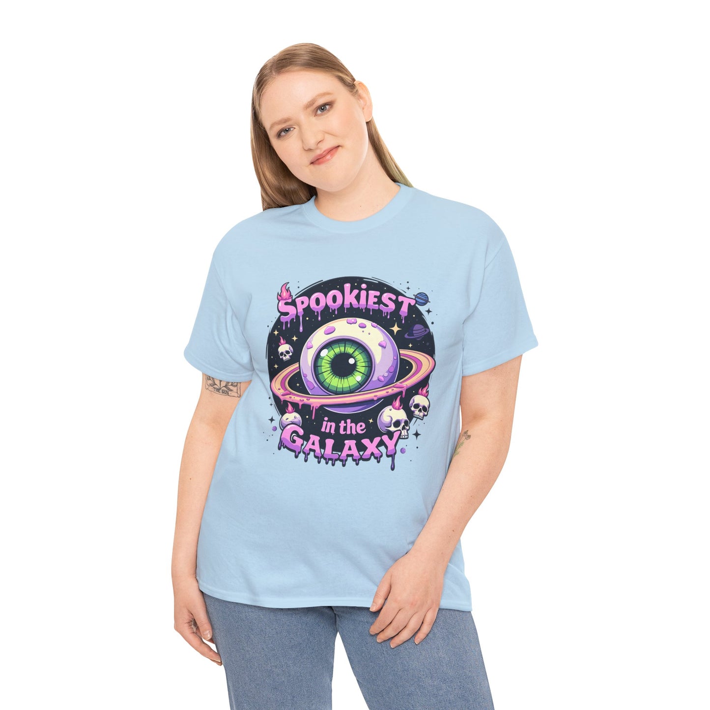 Spookiest in the Galaxy, Eyeball Planet and Skulls Design - Unisex T-shirt