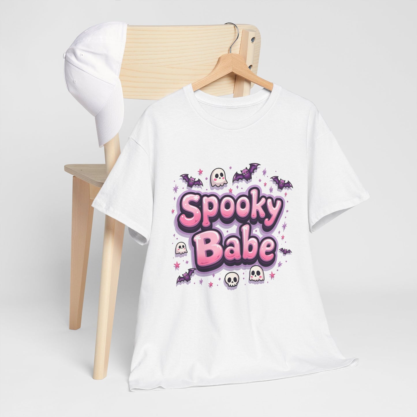 Spooky Babe Bats and Ghosts Design - Unisex Heavy Cotton Tee