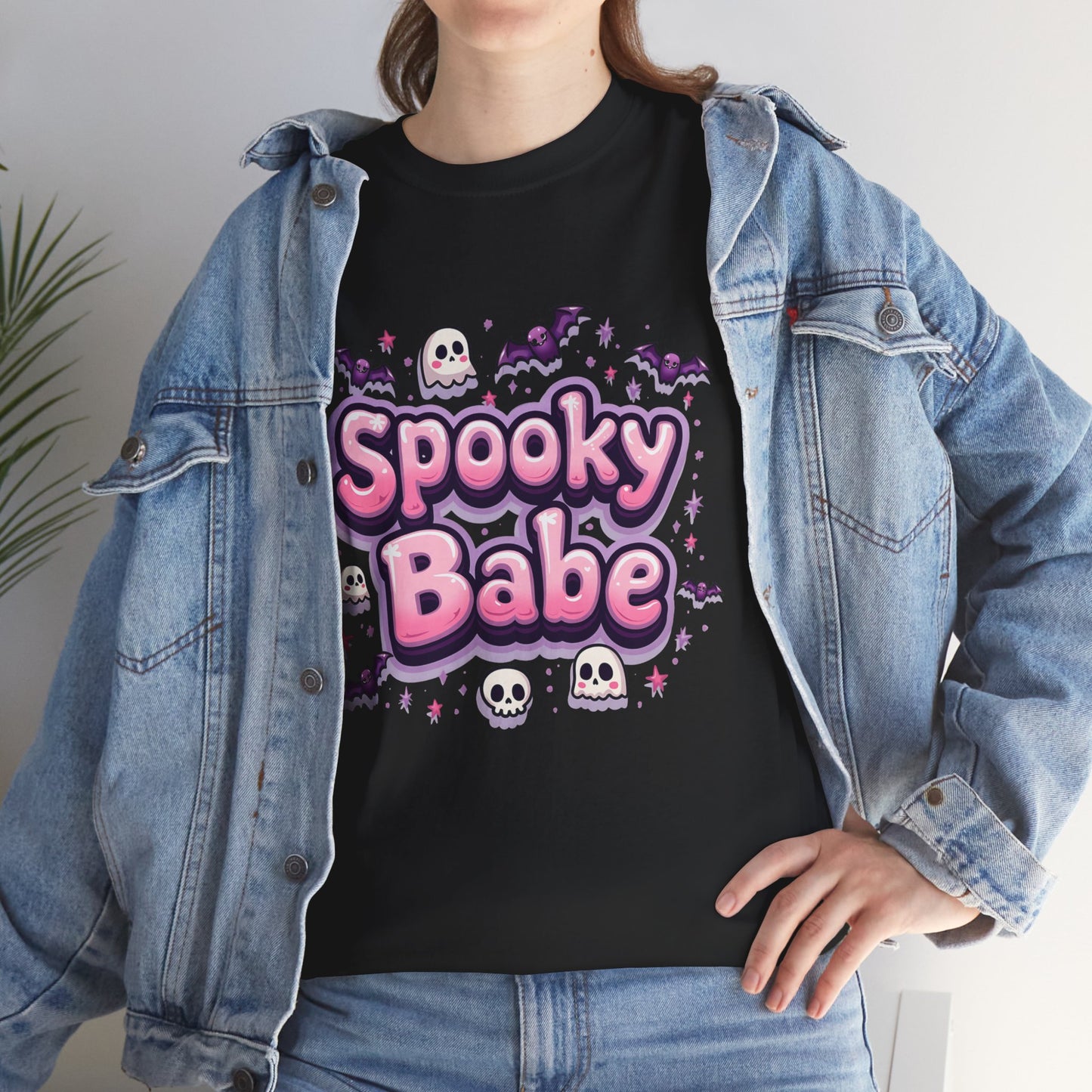 Spooky Babe Bats and Ghosts Design - Unisex Heavy Cotton Tee