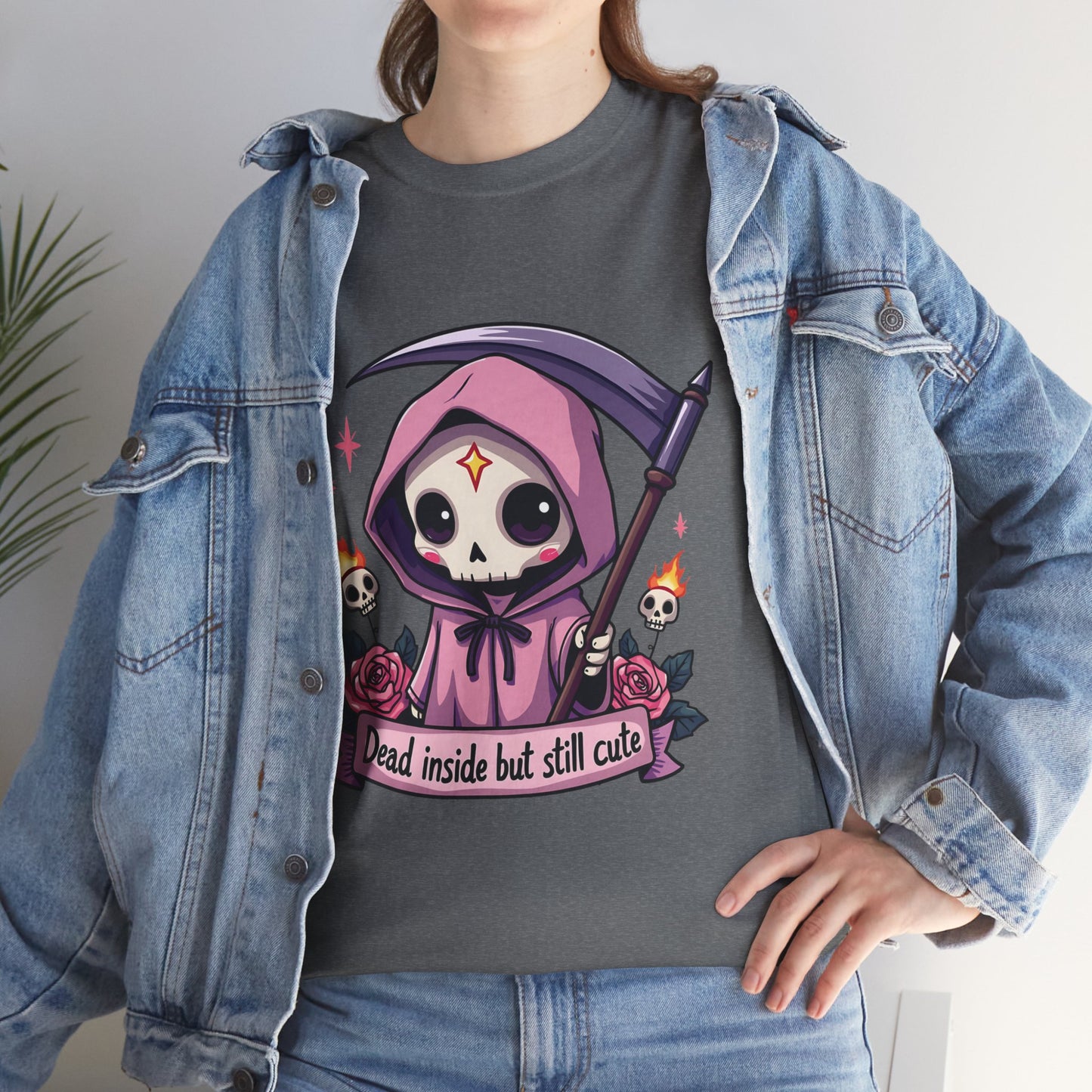 Dead Inside But Still Cute, Little Grim Design - Unisex Heavy Cotton Tee