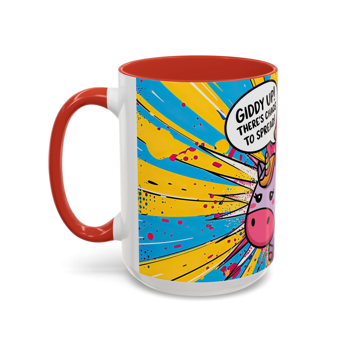 Giddy Up There's Chaos To Spread, Unicorn Cat Design - (11oz or 15oz) Coffee Mug