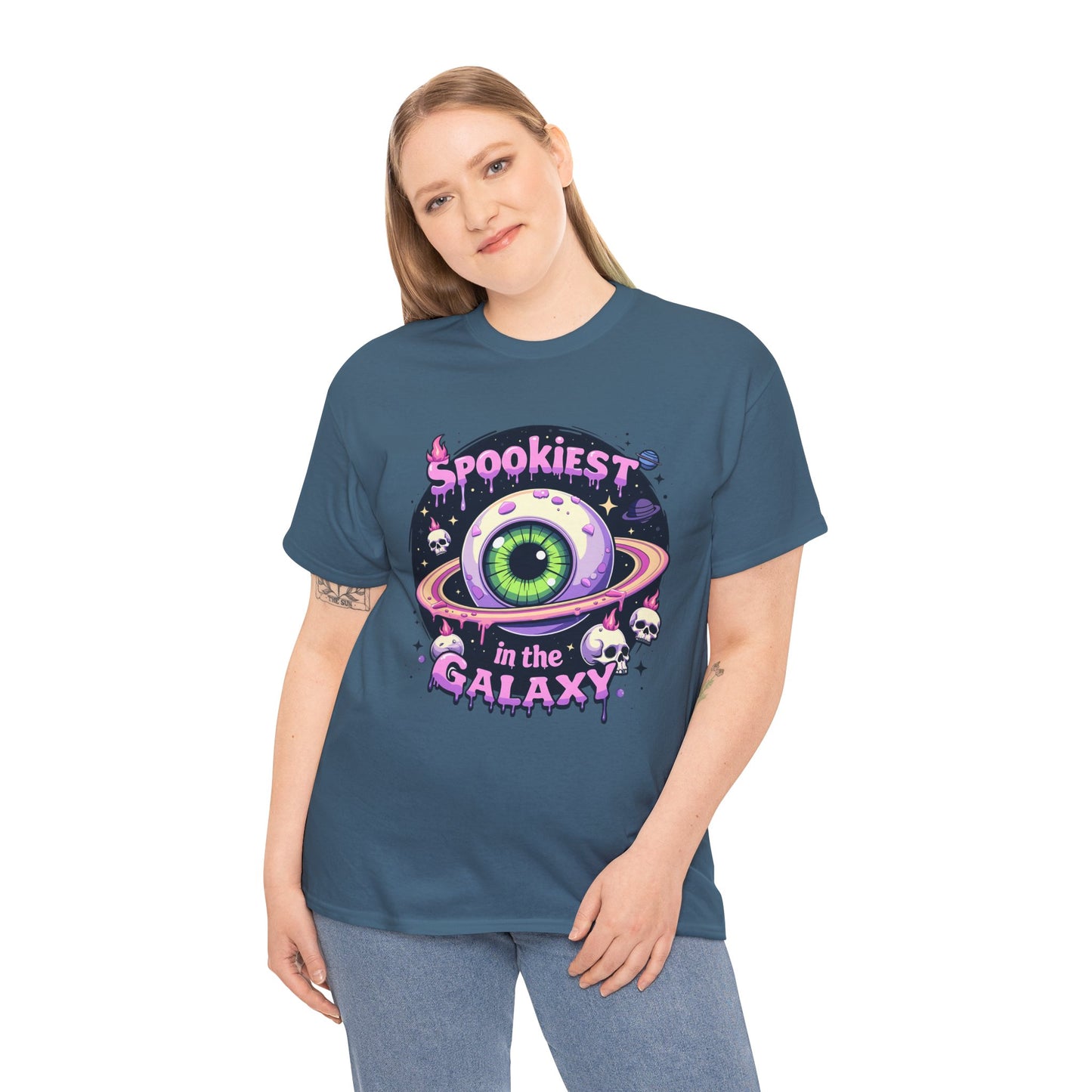 Spookiest in the Galaxy, Eyeball Planet and Skulls Design - Unisex T-shirt