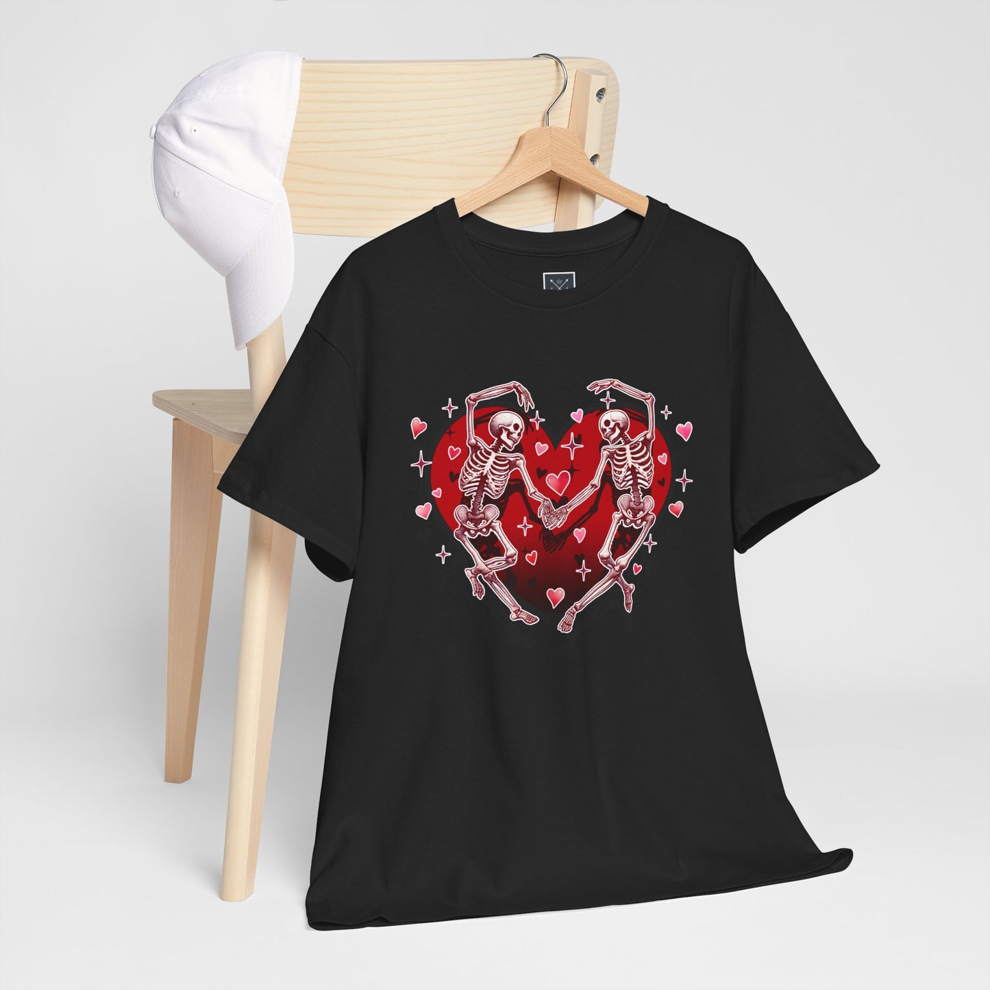 Skeleton Lovers Heart Graphic - Unisex Heavy Cotton T-shirt