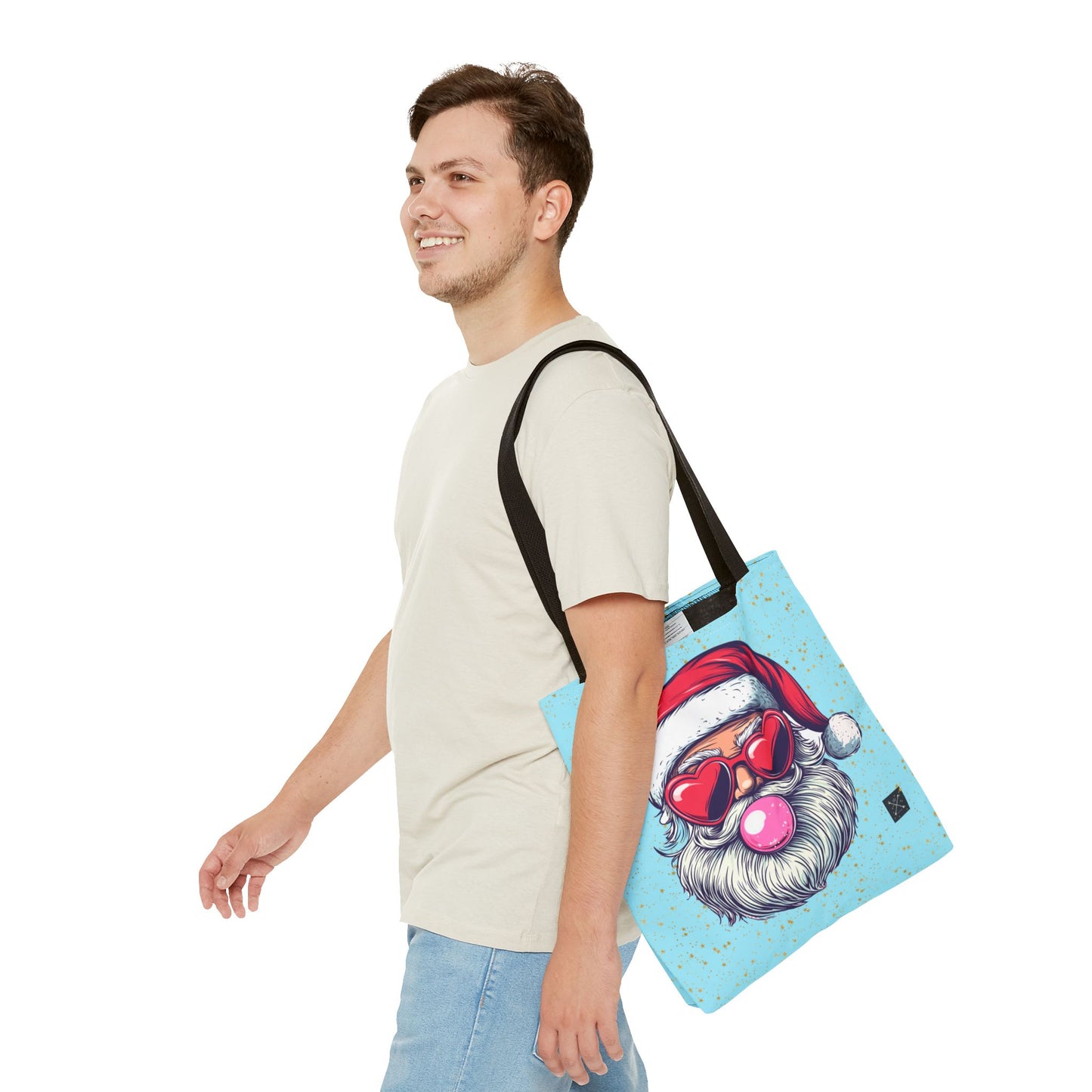 Retro Bubblegum Santa (light blue) - Tote Bag (AOP)