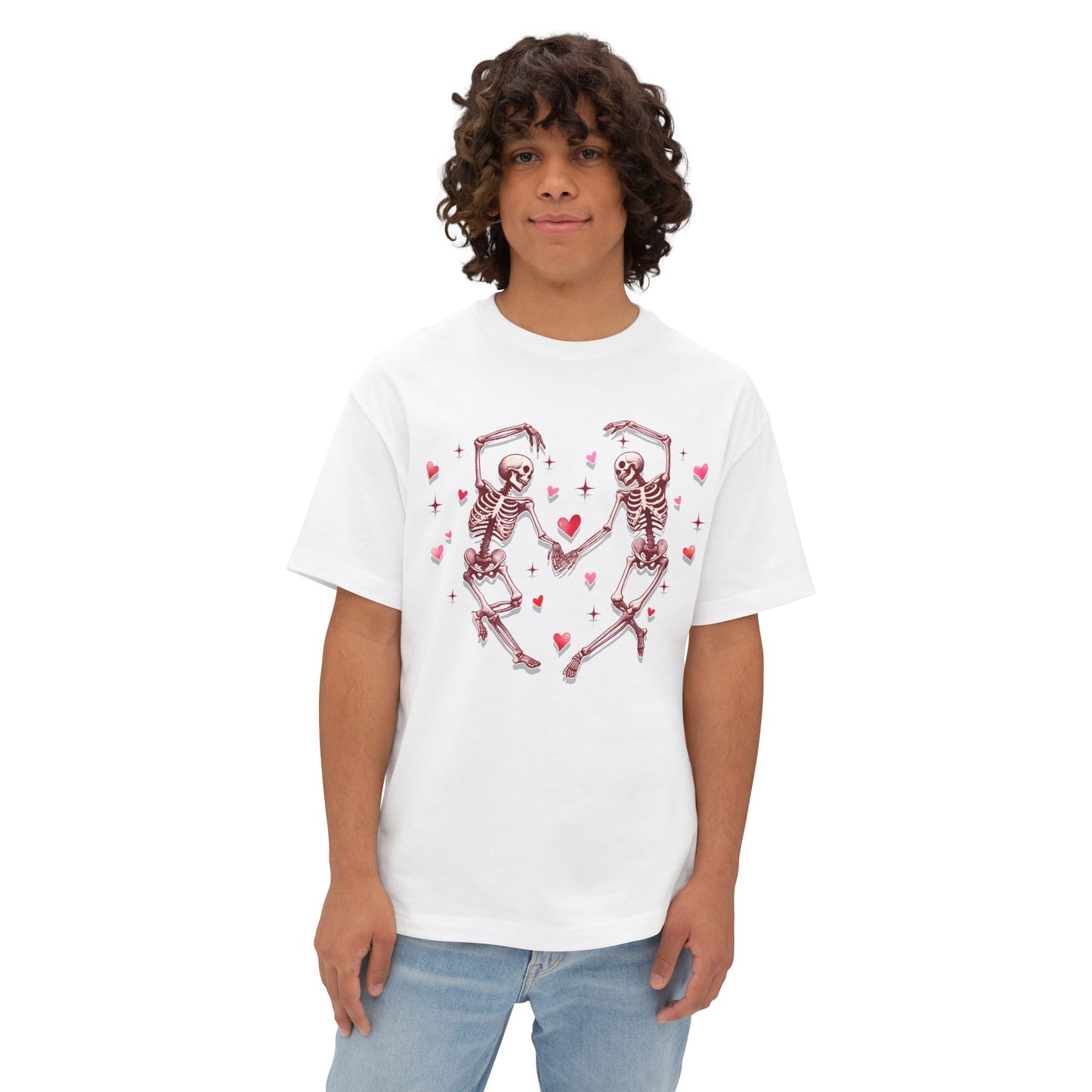 Skeleton Heart Lovers - Unisex Oversized Boxy T-shirt