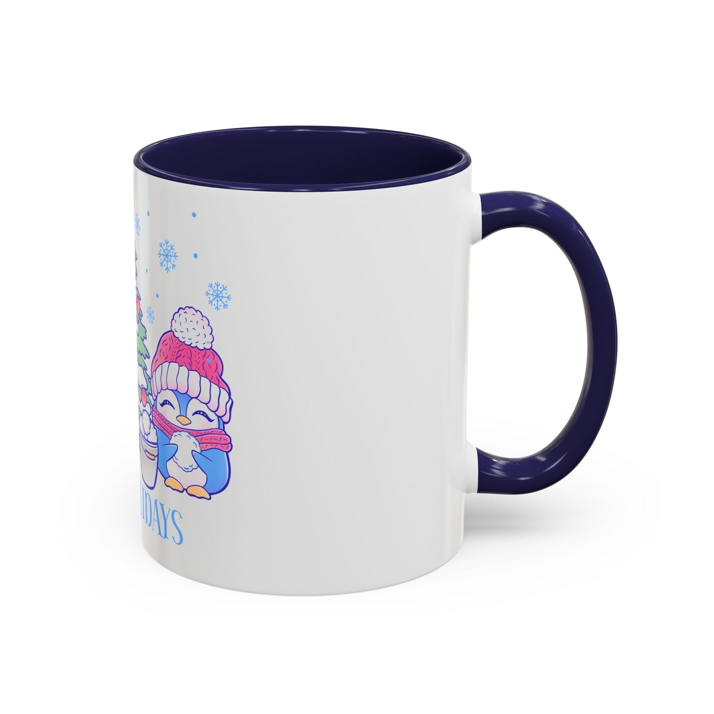 Happy Holidays (snowman and penguin) - Accent Coffee Mug (11, 15oz)