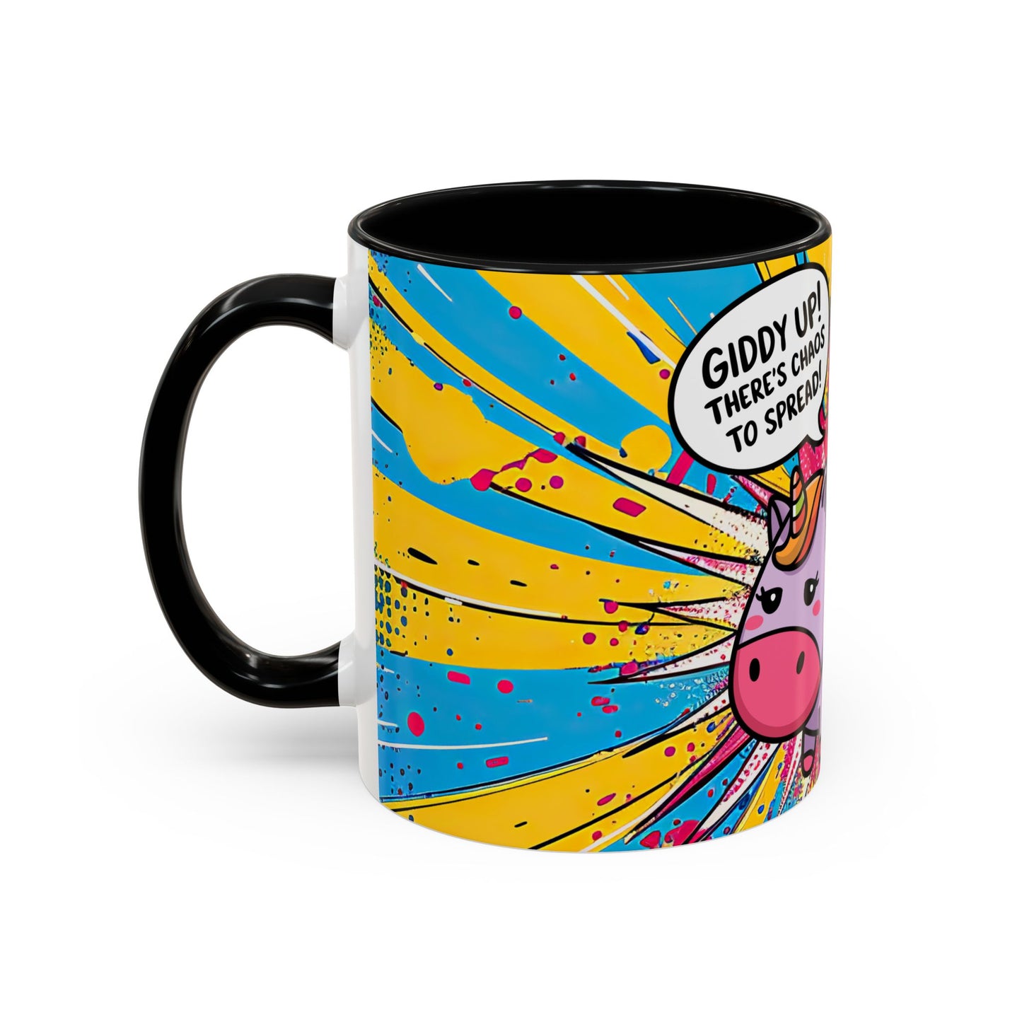 Giddy Up There's Chaos To Spread, Unicorn Cat Design - (11oz or 15oz) Coffee Mug