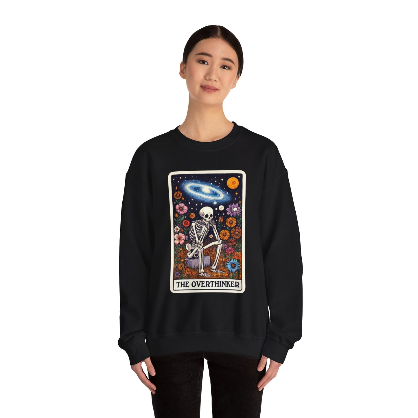 The Overthinker Skeleton Tarot Card - Sweatshirt