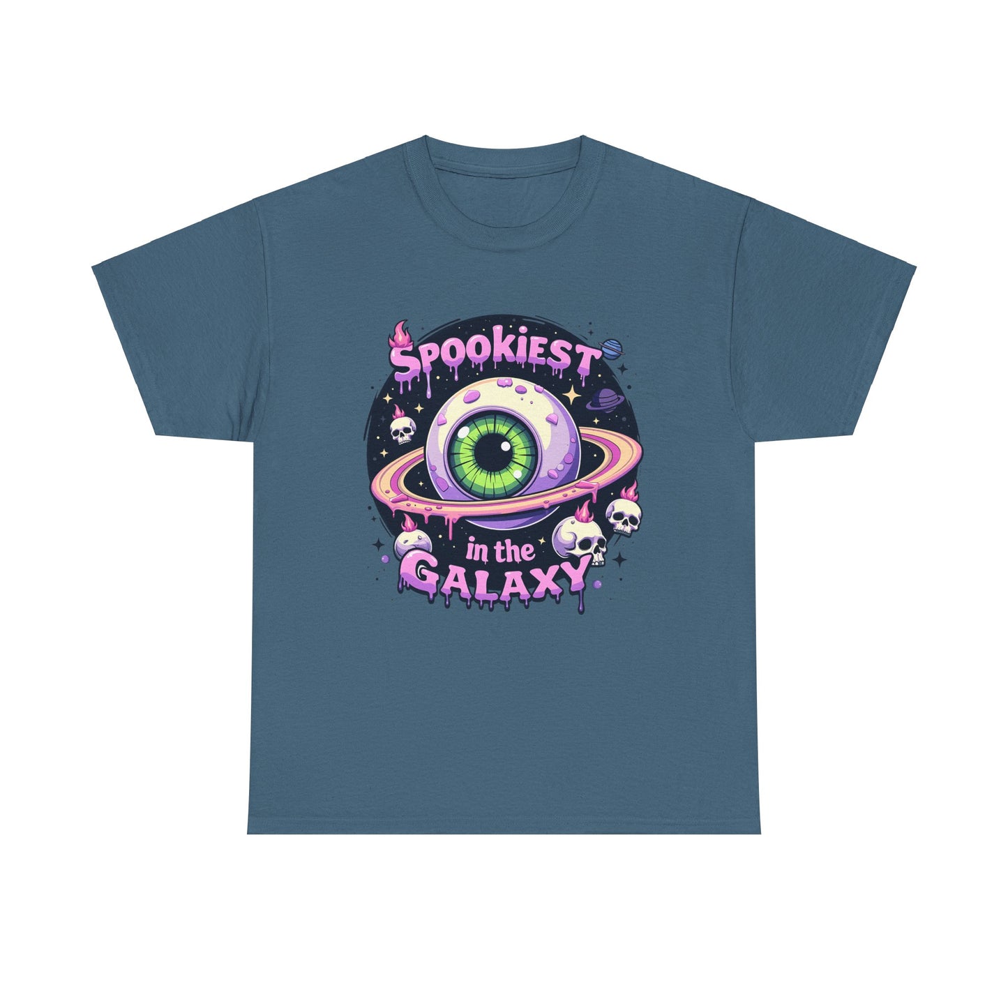 Spookiest in the Galaxy, Eyeball Planet and Skulls Design - Unisex T-shirt