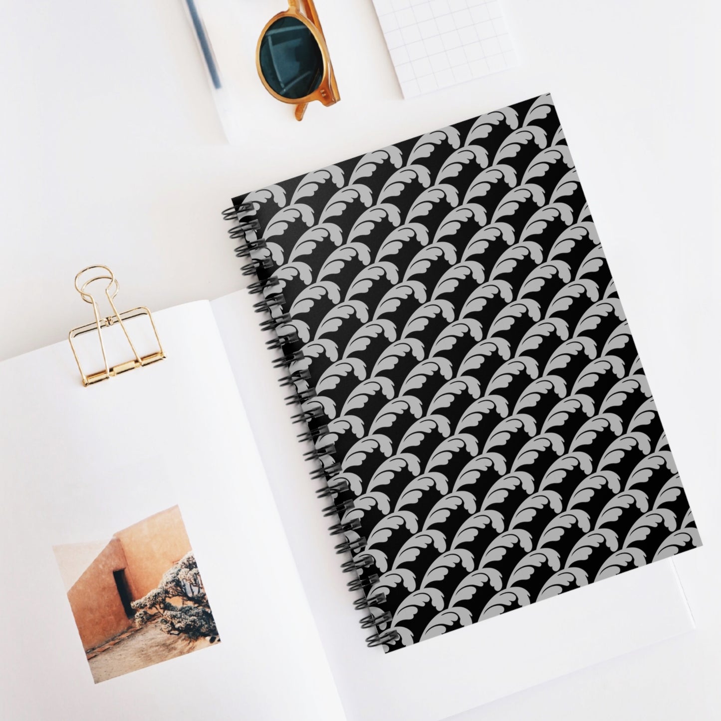 Beautiful Beloved Flourish (silver/black) - Spiral Notebook - Ruled Line