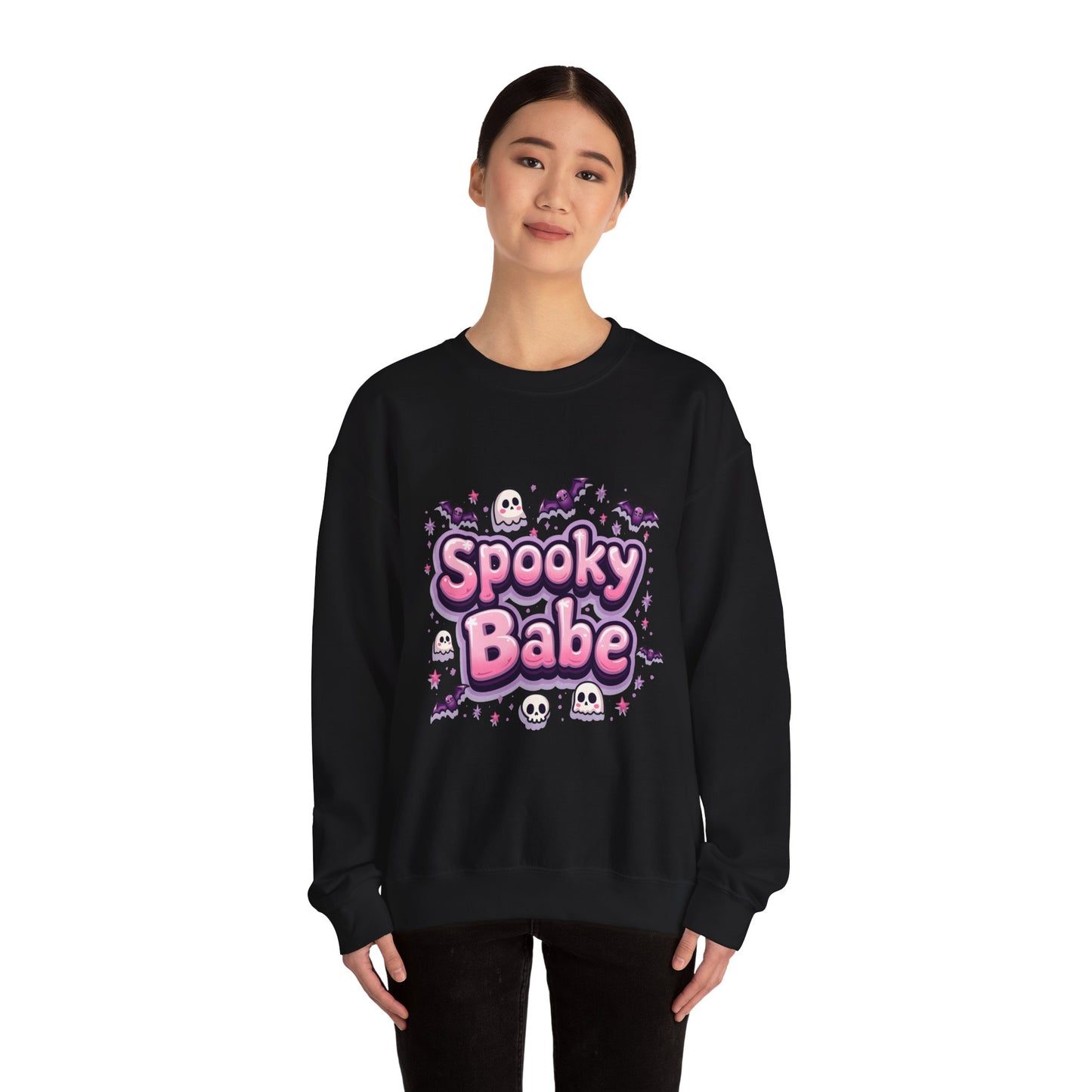 Spooky Babe Bats and Ghosts Design - Unisex Heavy Blend Sweatshirt