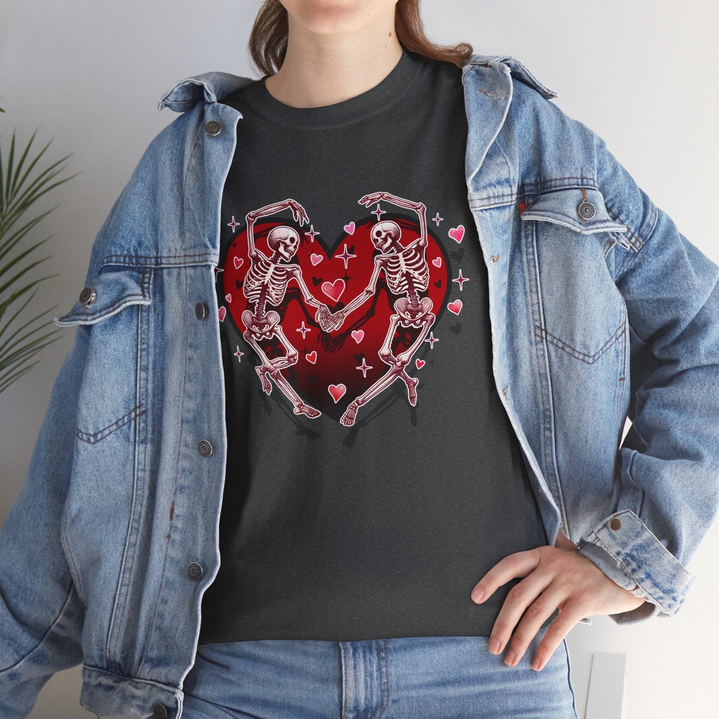 Skeleton Lovers Heart Graphic - Unisex Heavy Cotton T-shirt