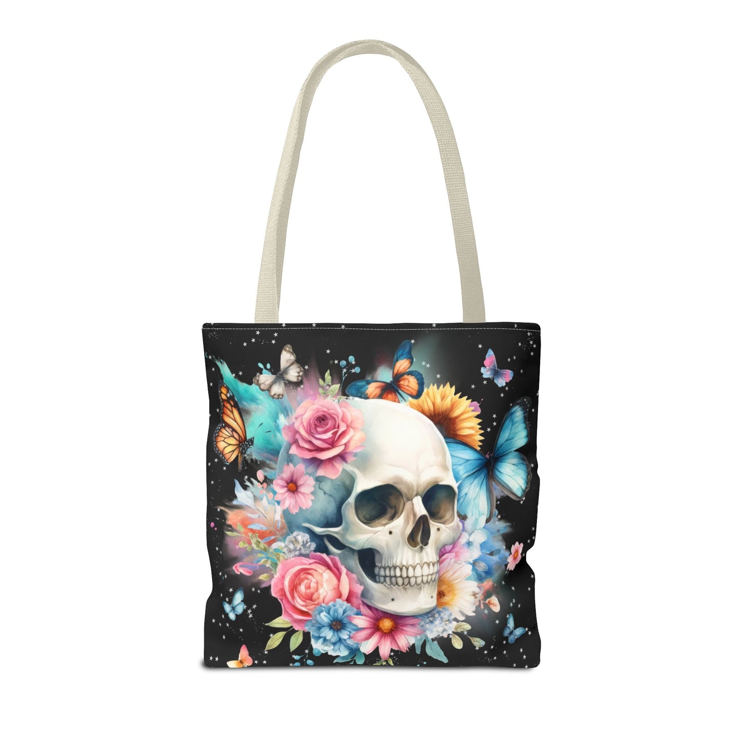 Watercolor Skull and Butterflies - Tote Bag (AOP)