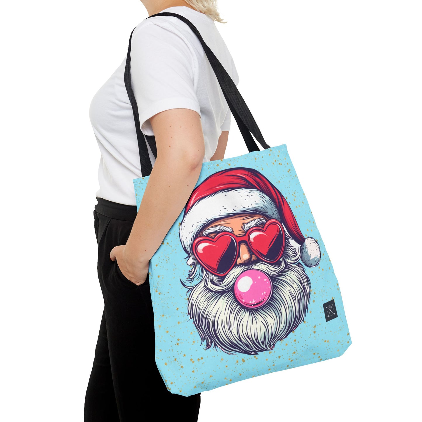 Retro Bubblegum Santa (light blue) - Tote Bag (AOP)