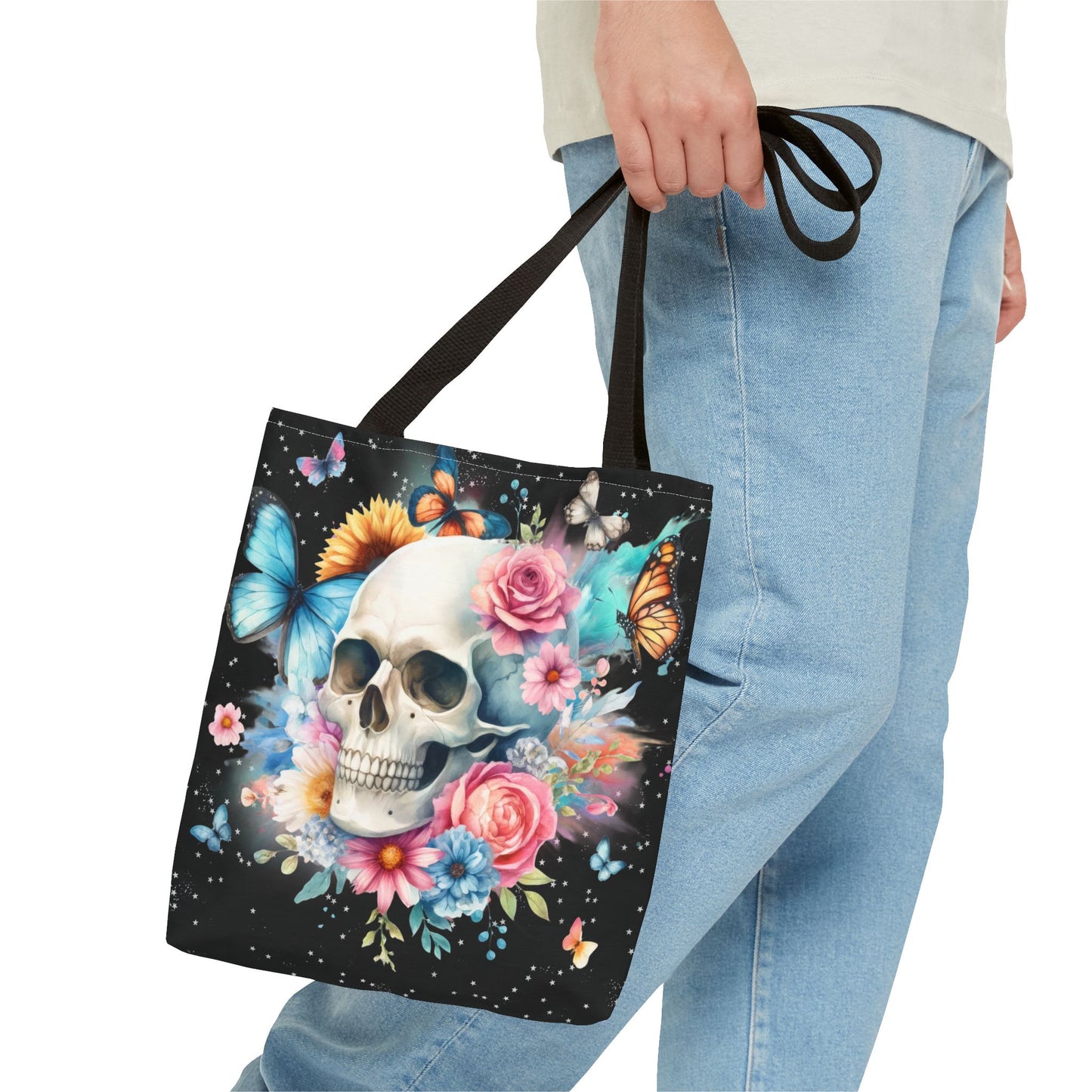 Watercolor Skull and Butterflies - Tote Bag (AOP)