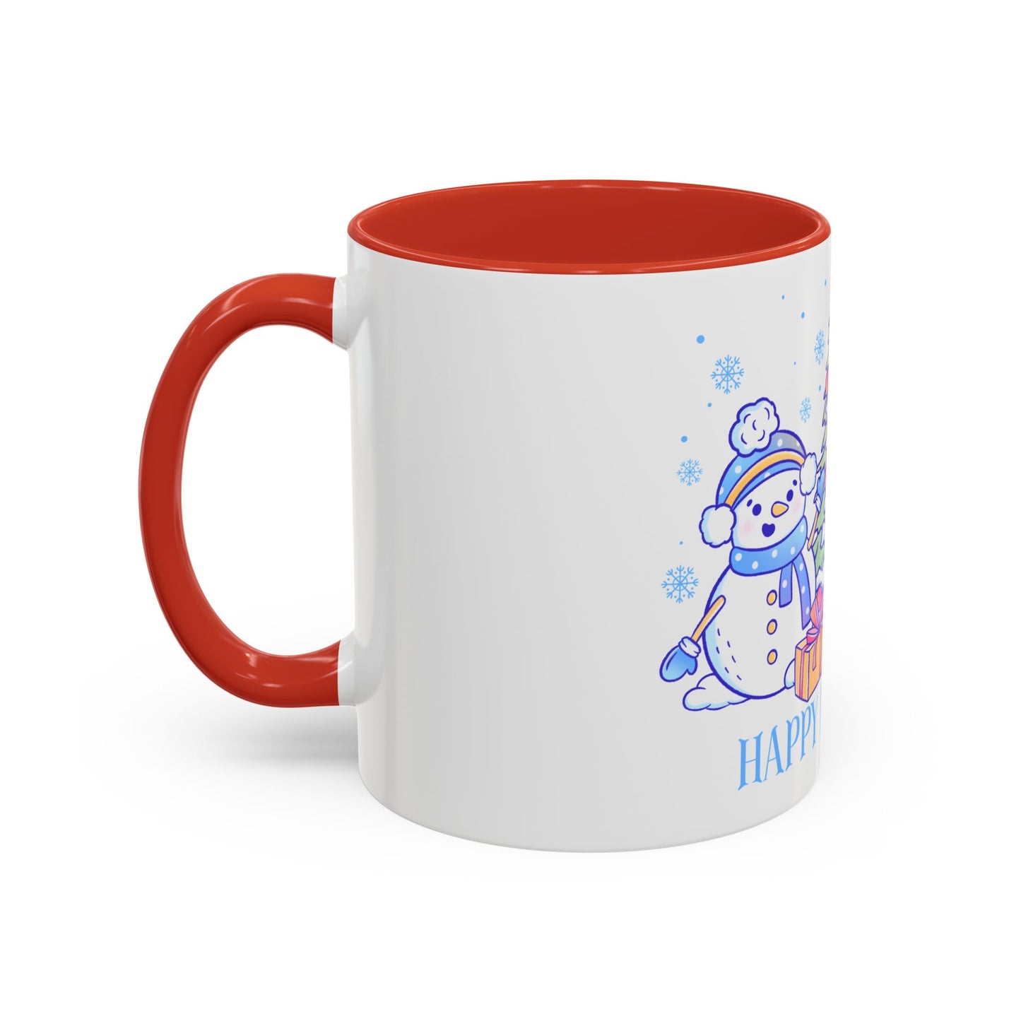 Happy Holidays (snowman and penguin) - Accent Coffee Mug (11, 15oz)