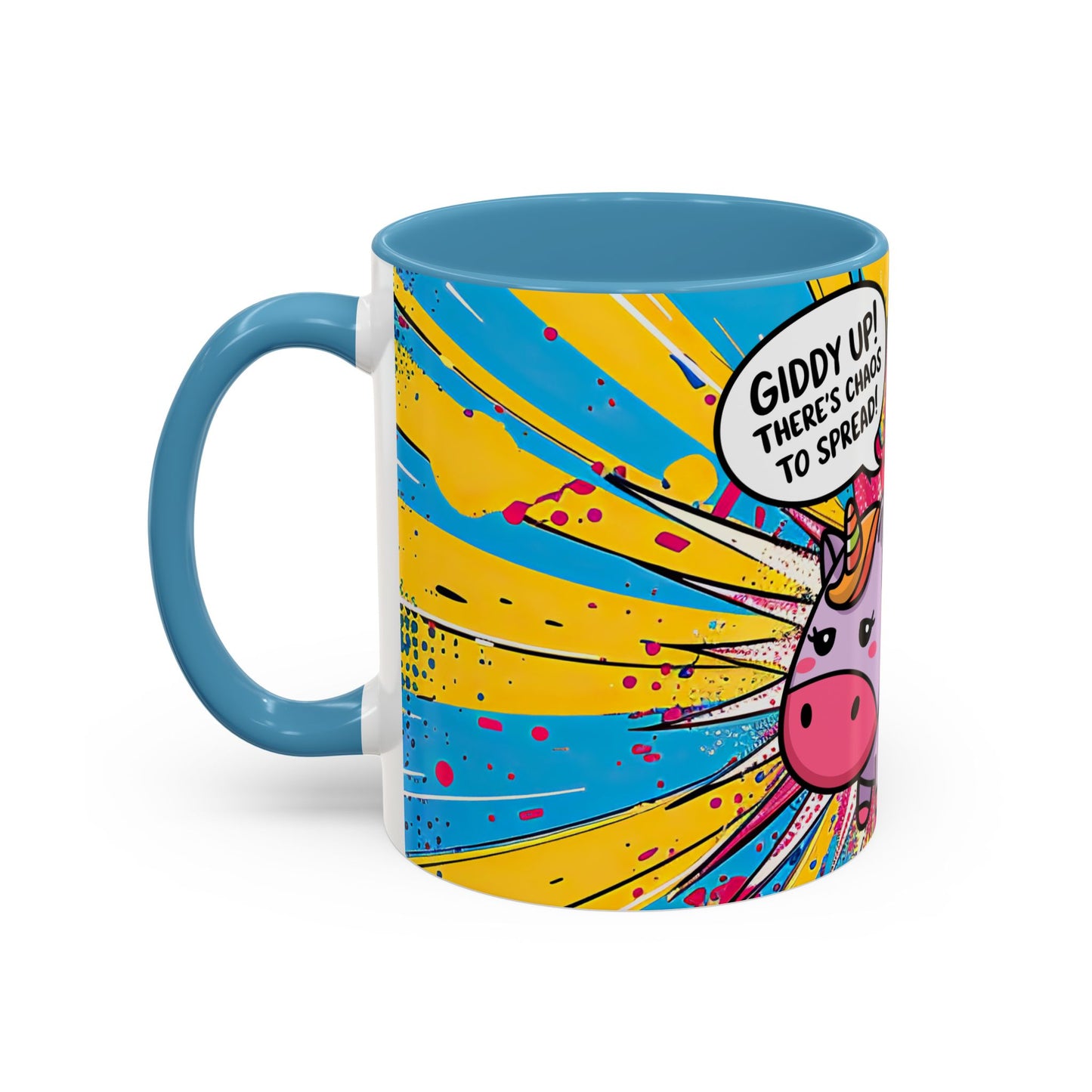 Giddy Up There's Chaos To Spread, Unicorn Cat Design - (11oz or 15oz) Coffee Mug