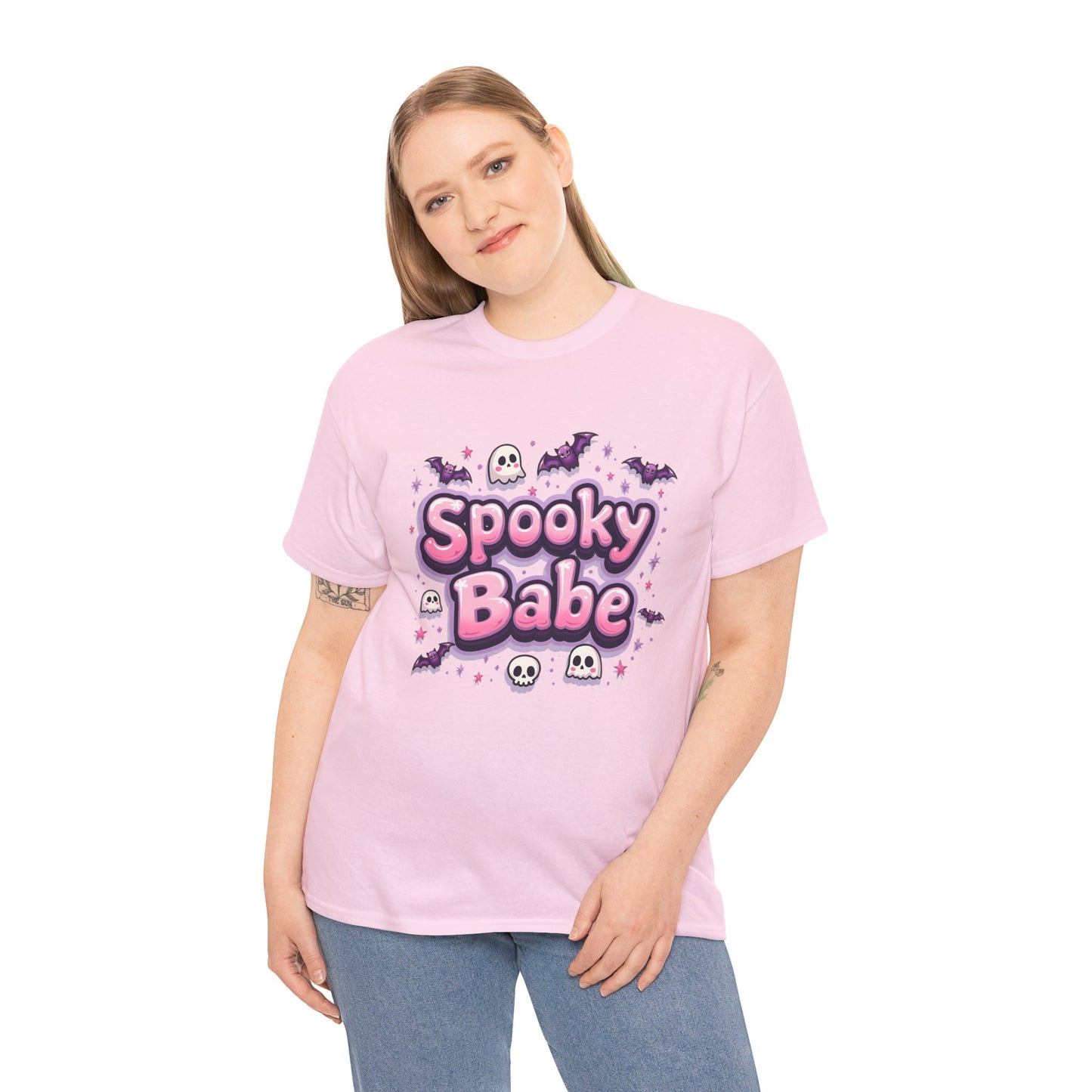 Spooky Babe Bats and Ghosts Design - Unisex Heavy Cotton Tee