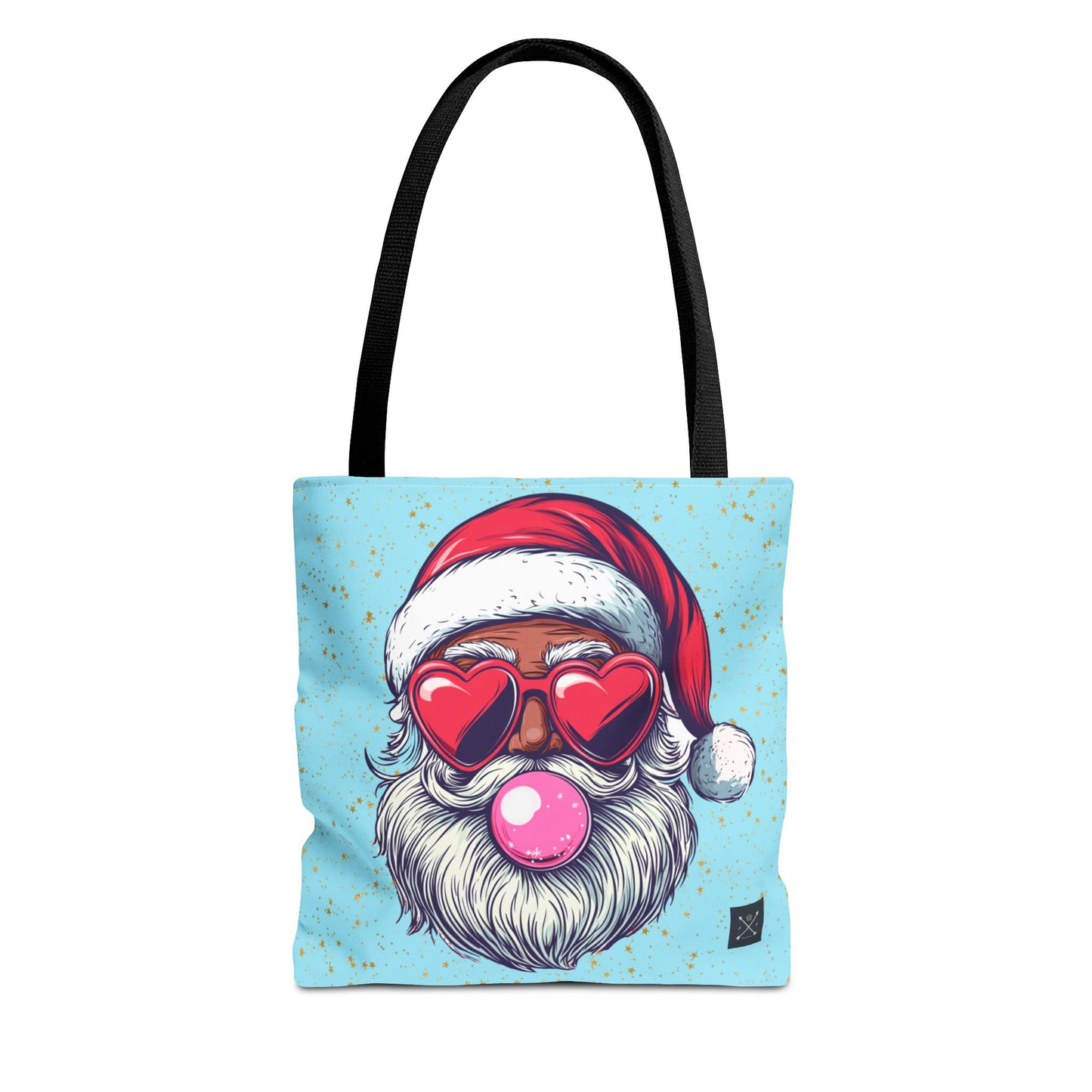 Retro Bubblegum Black Santa (light blue) - Tote Bag (AOP)