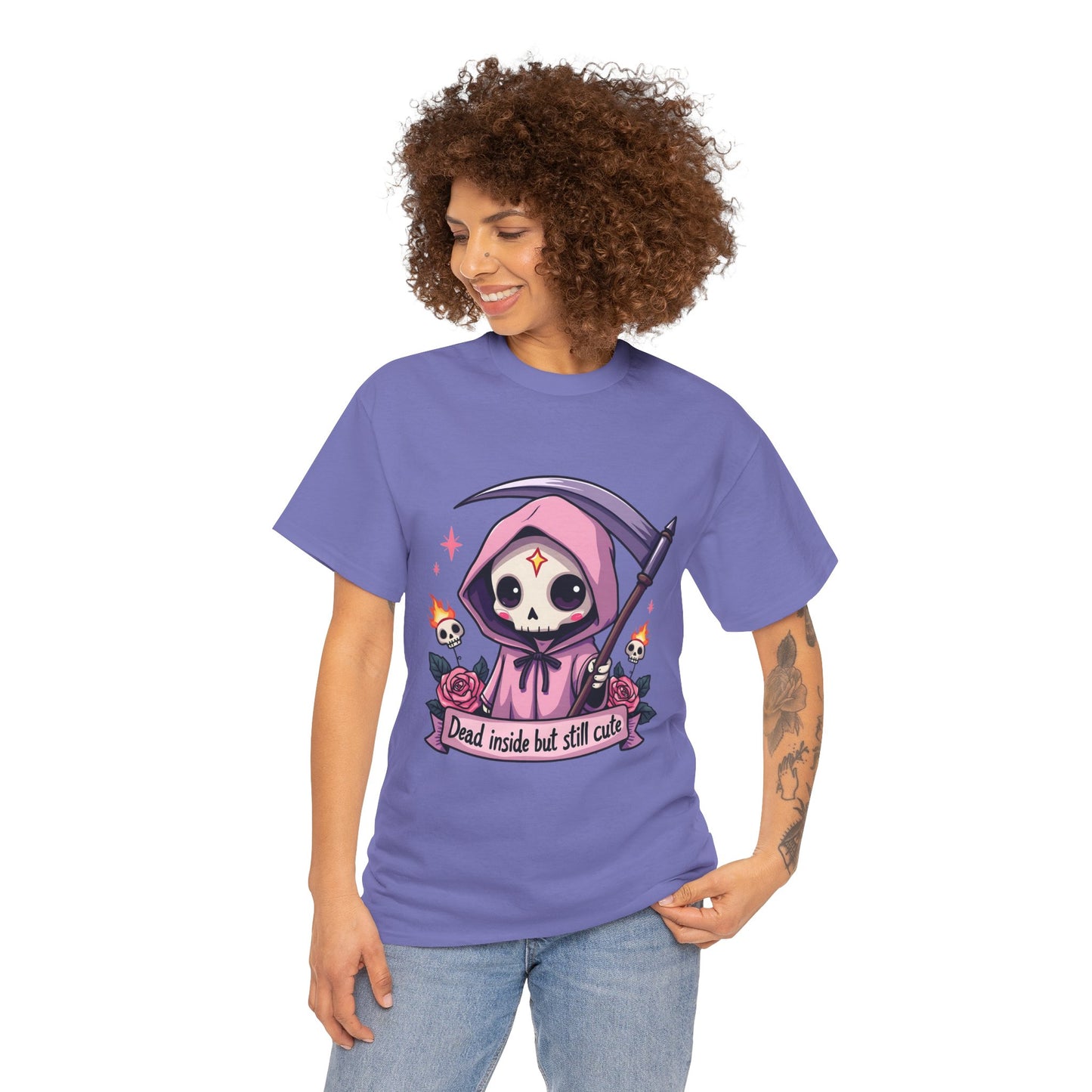 Dead Inside But Still Cute, Little Grim Design - Unisex Heavy Cotton Tee