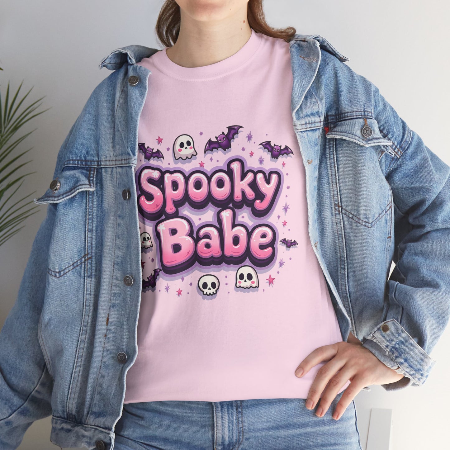 Spooky Babe Bats and Ghosts Design - Unisex Heavy Cotton Tee