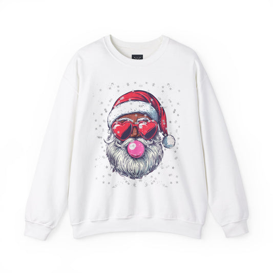 Retro Bubblegum Black Santa - Unisex Heavy Blend™ Crewneck Sweatshirt