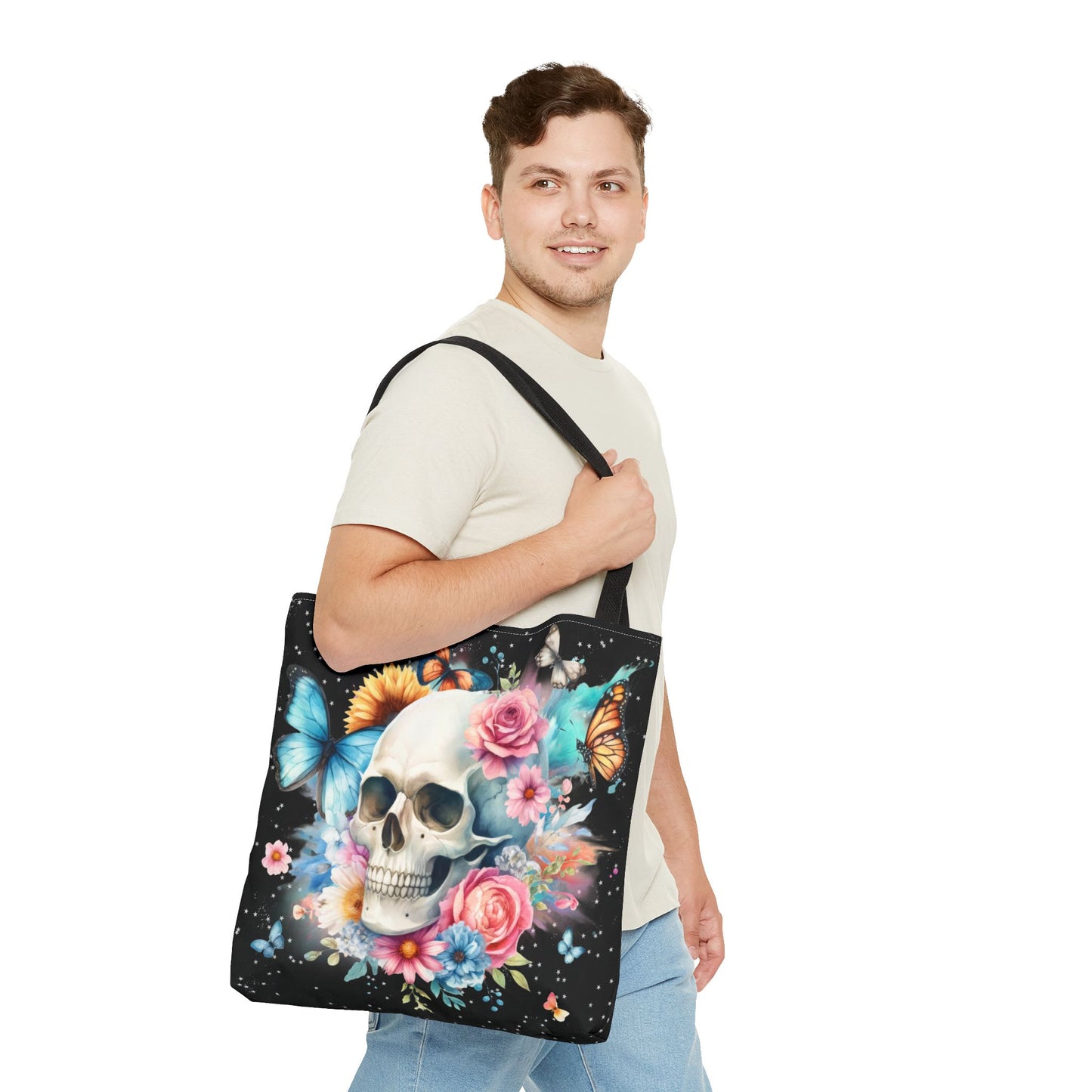 Watercolor Skull and Butterflies - Tote Bag (AOP)