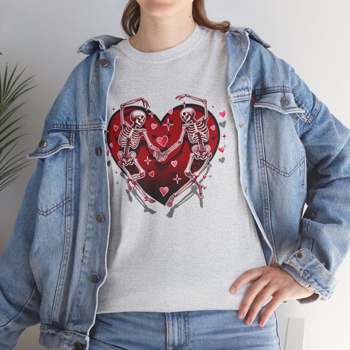 Skeleton Lovers Heart Graphic - Unisex Heavy Cotton T-shirt