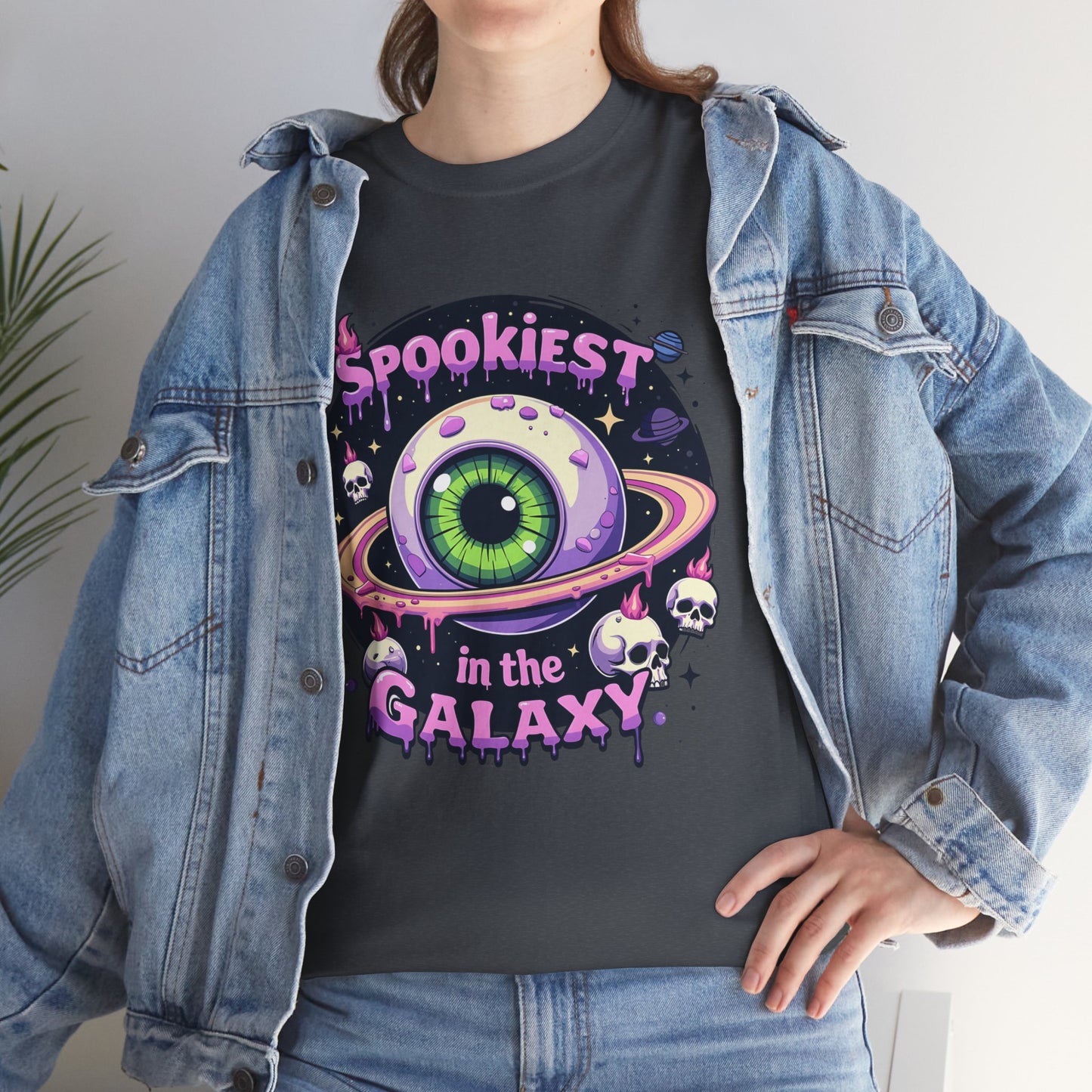 Spookiest in the Galaxy, Eyeball Planet and Skulls Design - Unisex T-shirt