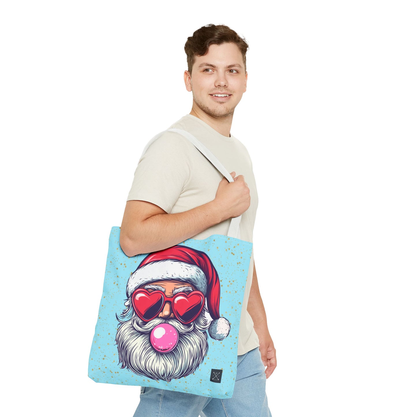 Retro Bubblegum Santa (light blue) - Tote Bag (AOP)