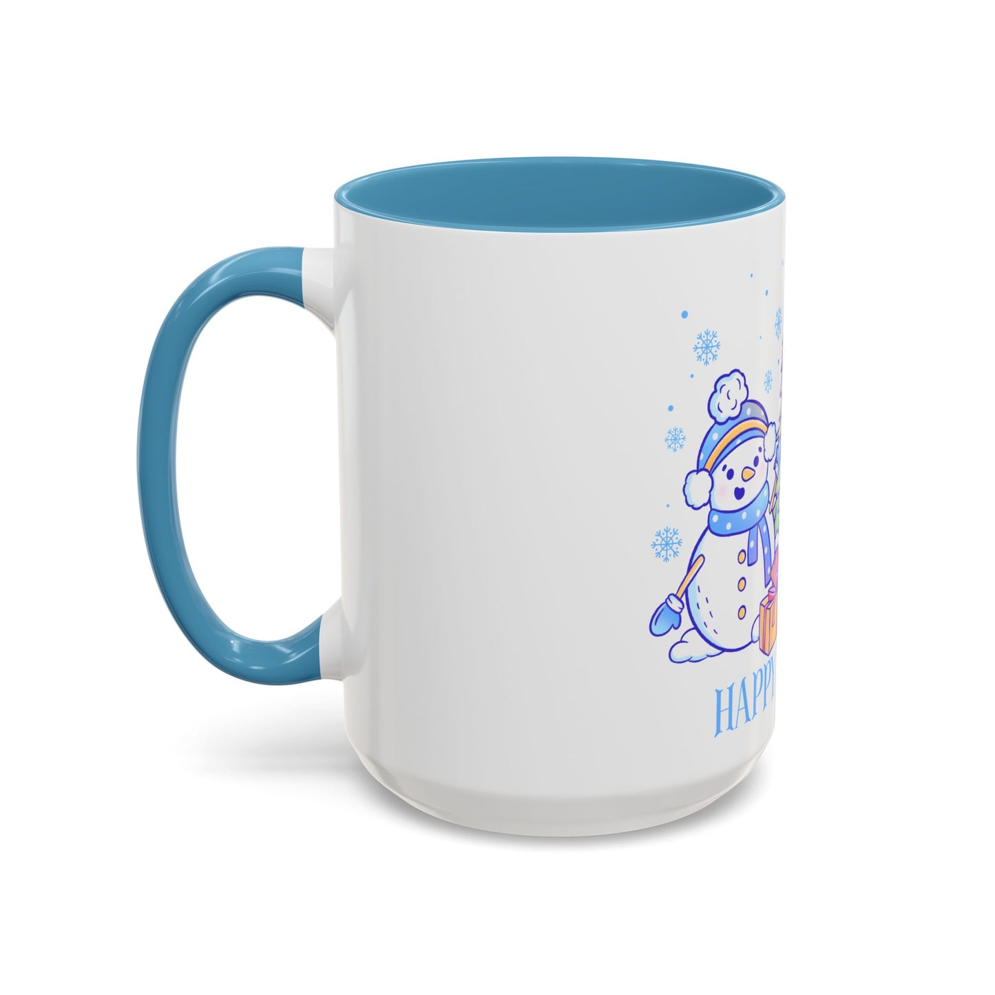 Happy Holidays (snowman and penguin) - Accent Coffee Mug (11, 15oz)