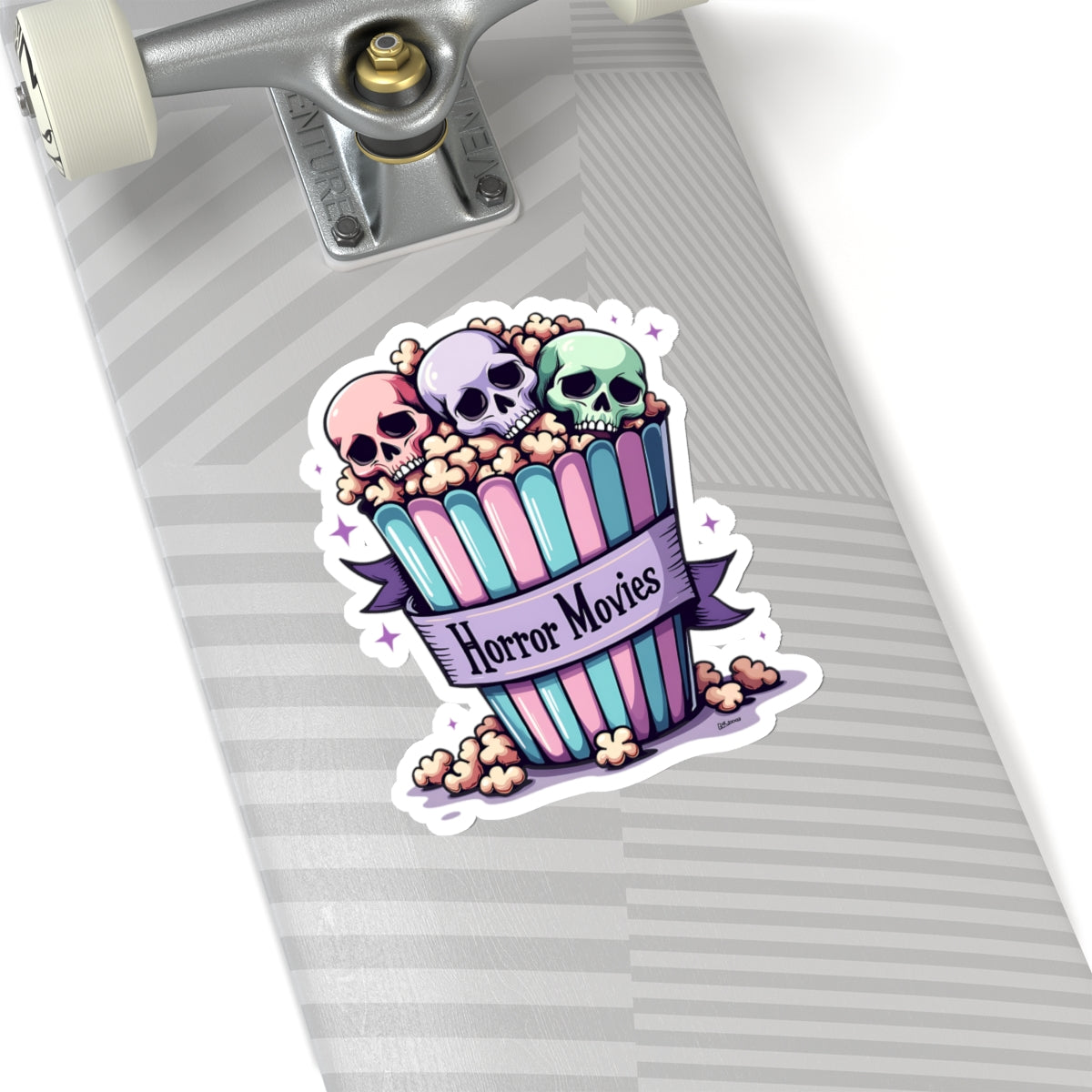 Horror Movies Popcorn Bucket and Skulls - Kiss-Cut Stickers