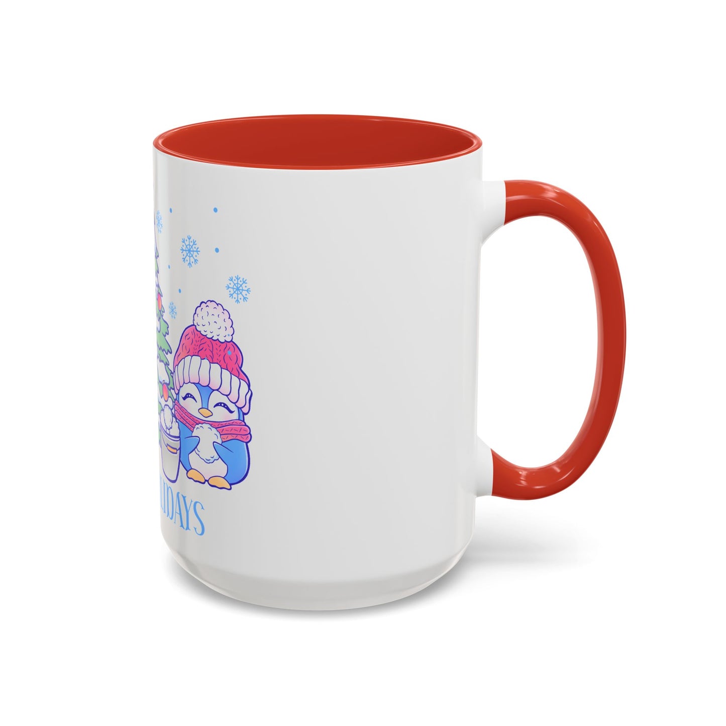 Happy Holidays (snowman and penguin) - Accent Coffee Mug (11, 15oz)