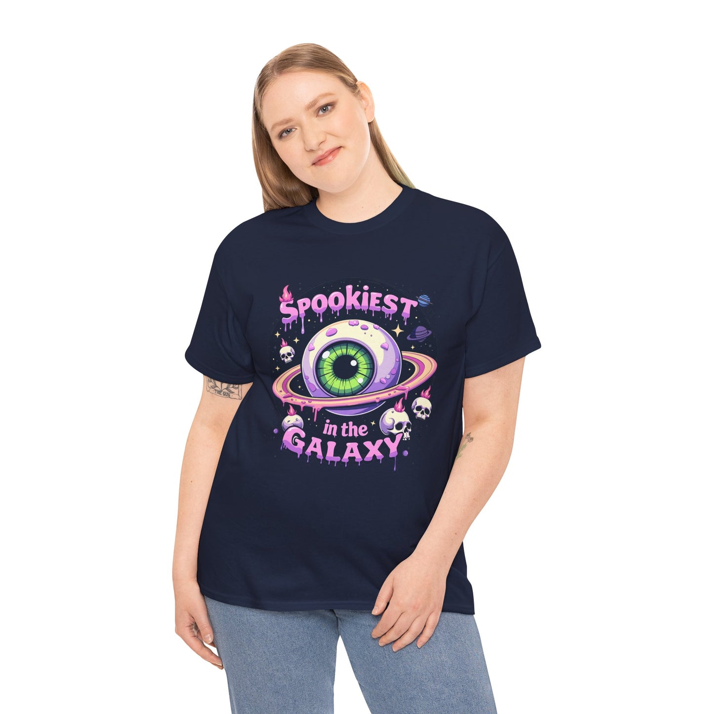 Spookiest in the Galaxy, Eyeball Planet and Skulls Design - Unisex T-shirt