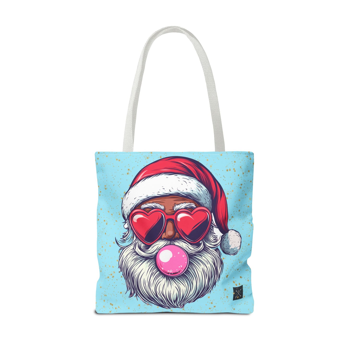 Retro Bubblegum Black Santa (light blue) - Tote Bag (AOP)