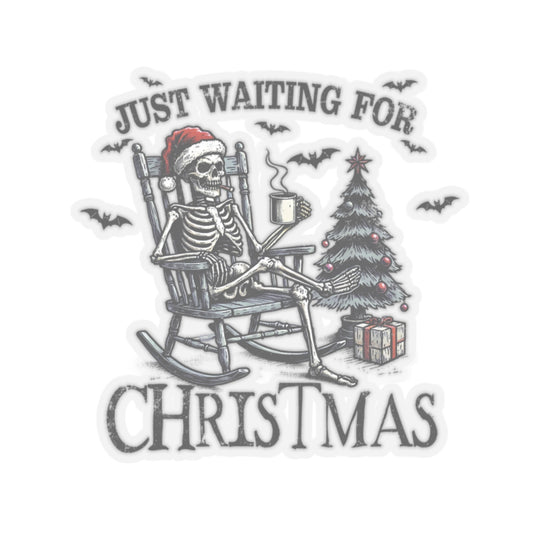 Just Waiting For Christmas Skeleton - Kiss-Cut Stickers