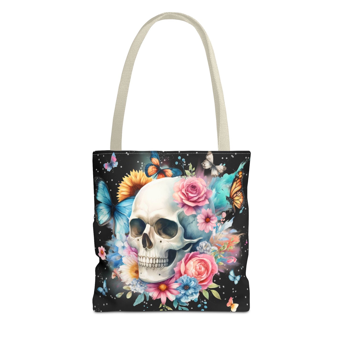 Watercolor Skull and Butterflies - Tote Bag (AOP)