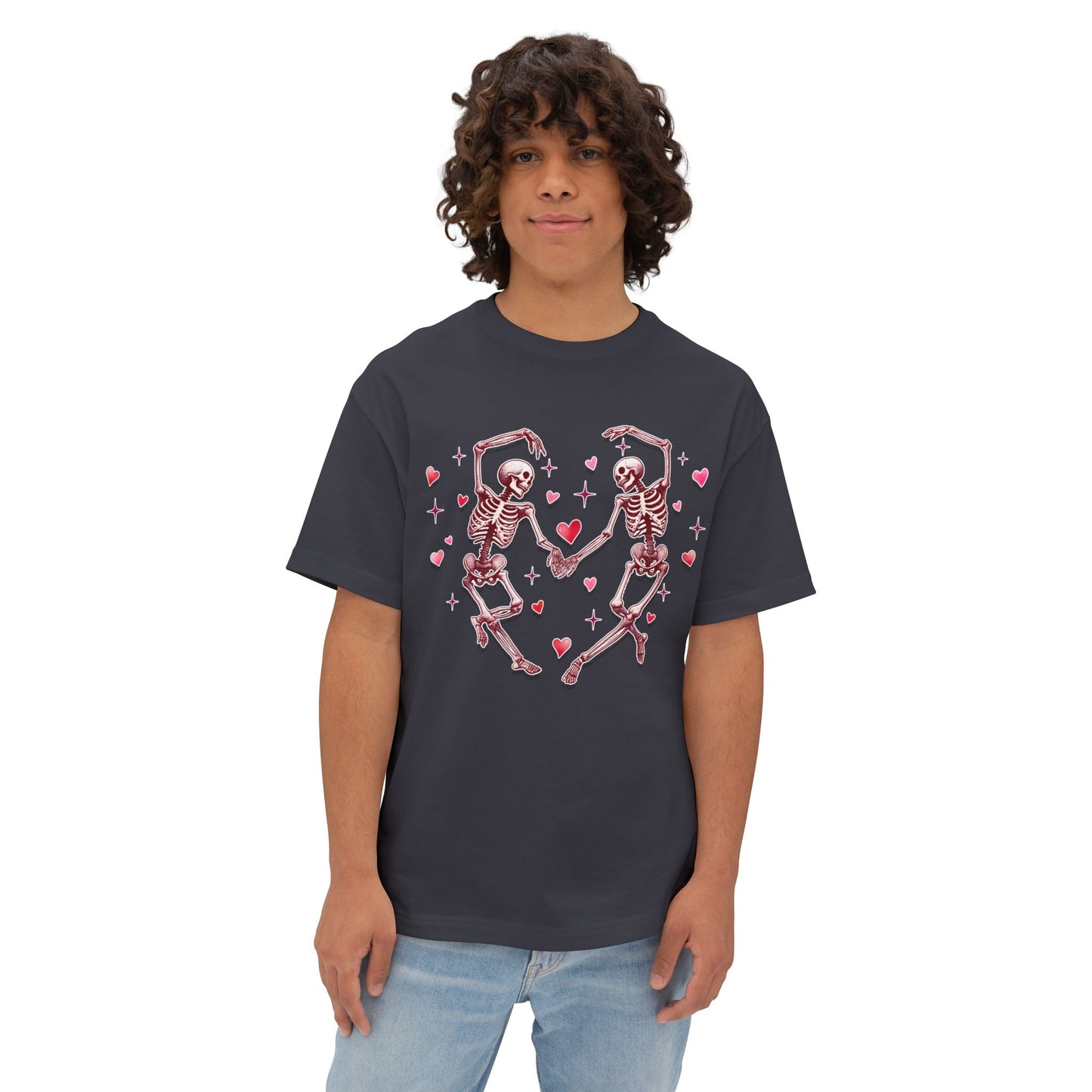 Skeleton Heart Lovers - Unisex Oversized Boxy T-shirt