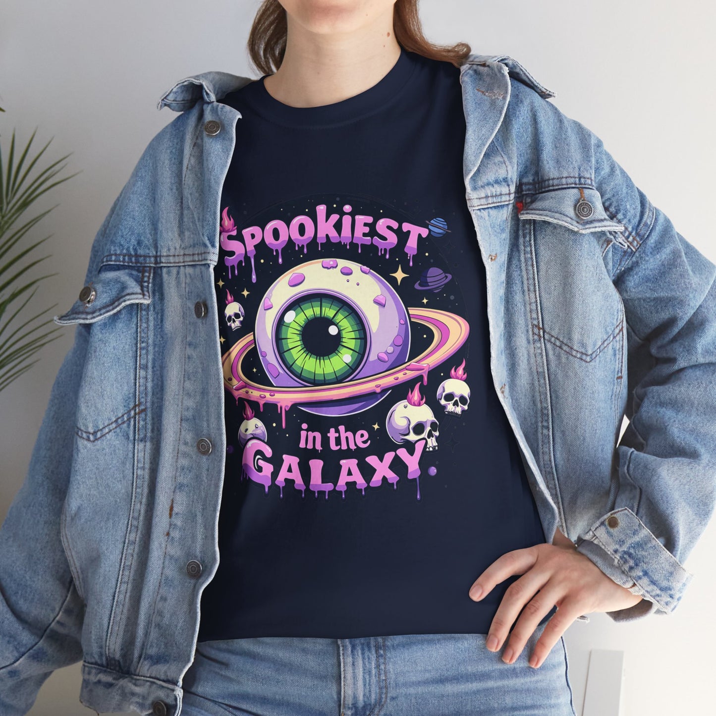 Spookiest in the Galaxy, Eyeball Planet and Skulls Design - Unisex T-shirt