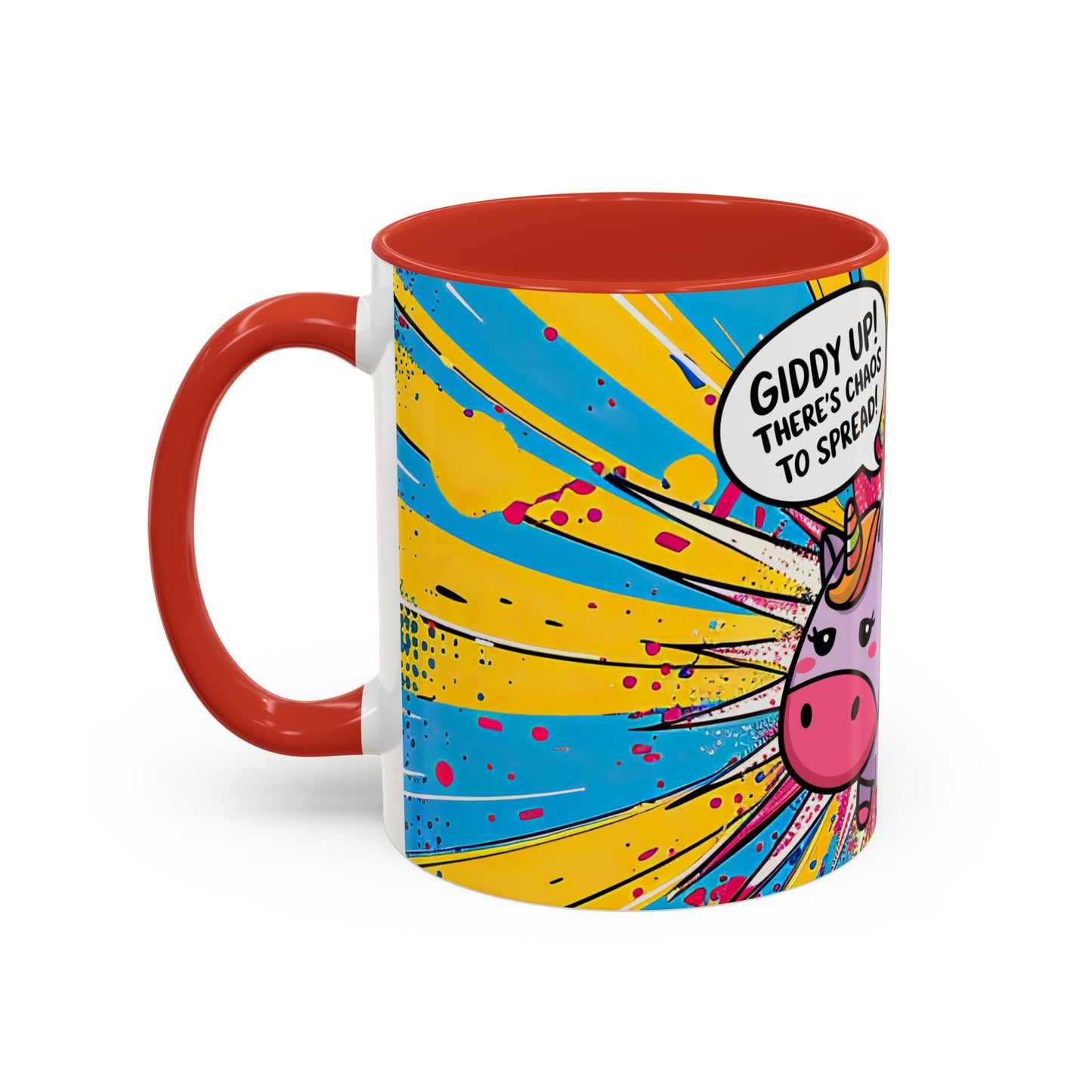 Giddy Up There's Chaos To Spread, Unicorn Cat Design - (11oz or 15oz) Coffee Mug